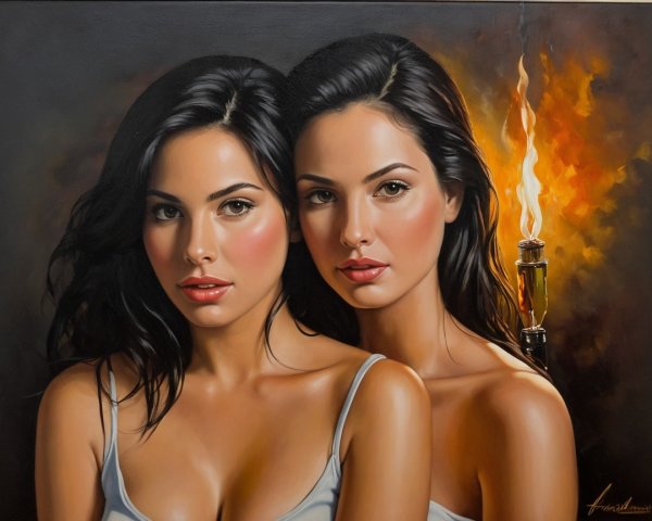 Close-up Portrait of Two Women with Dark Hair
