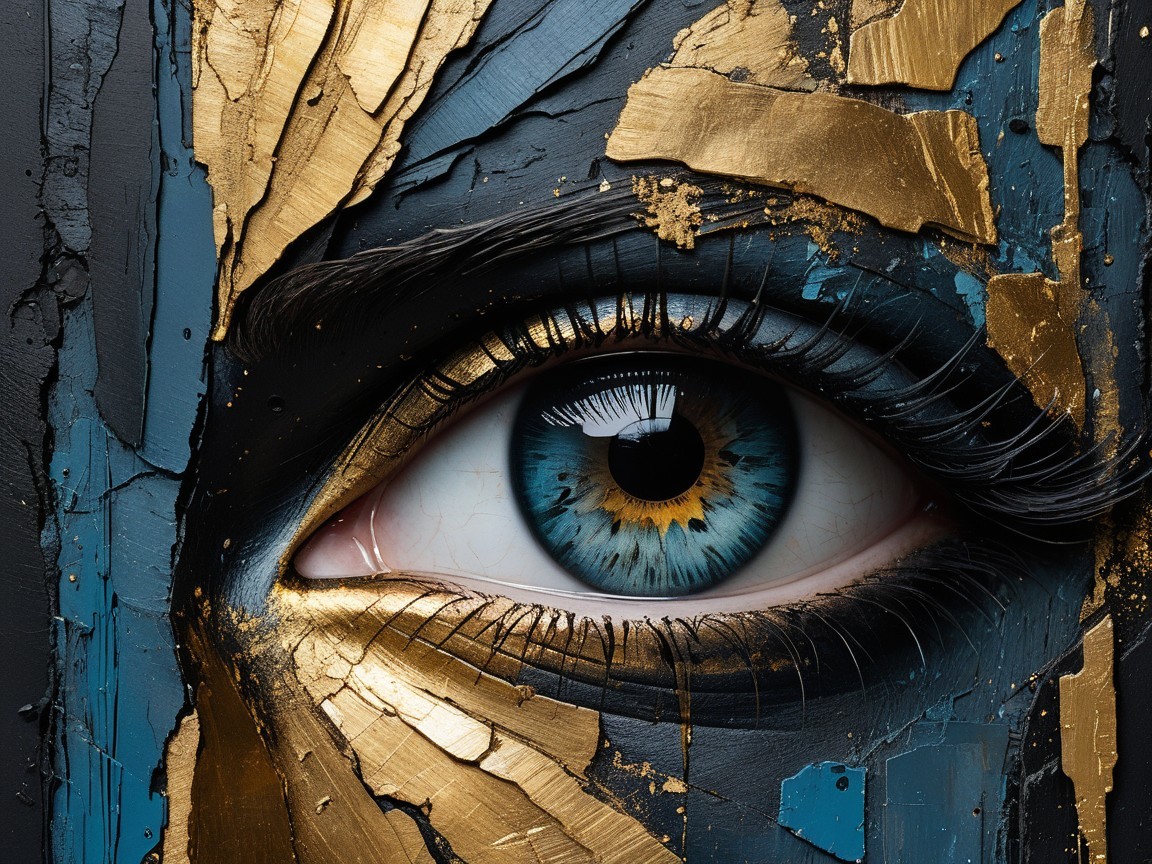 Close-Up of a Striking Blue Eye with Textured Background