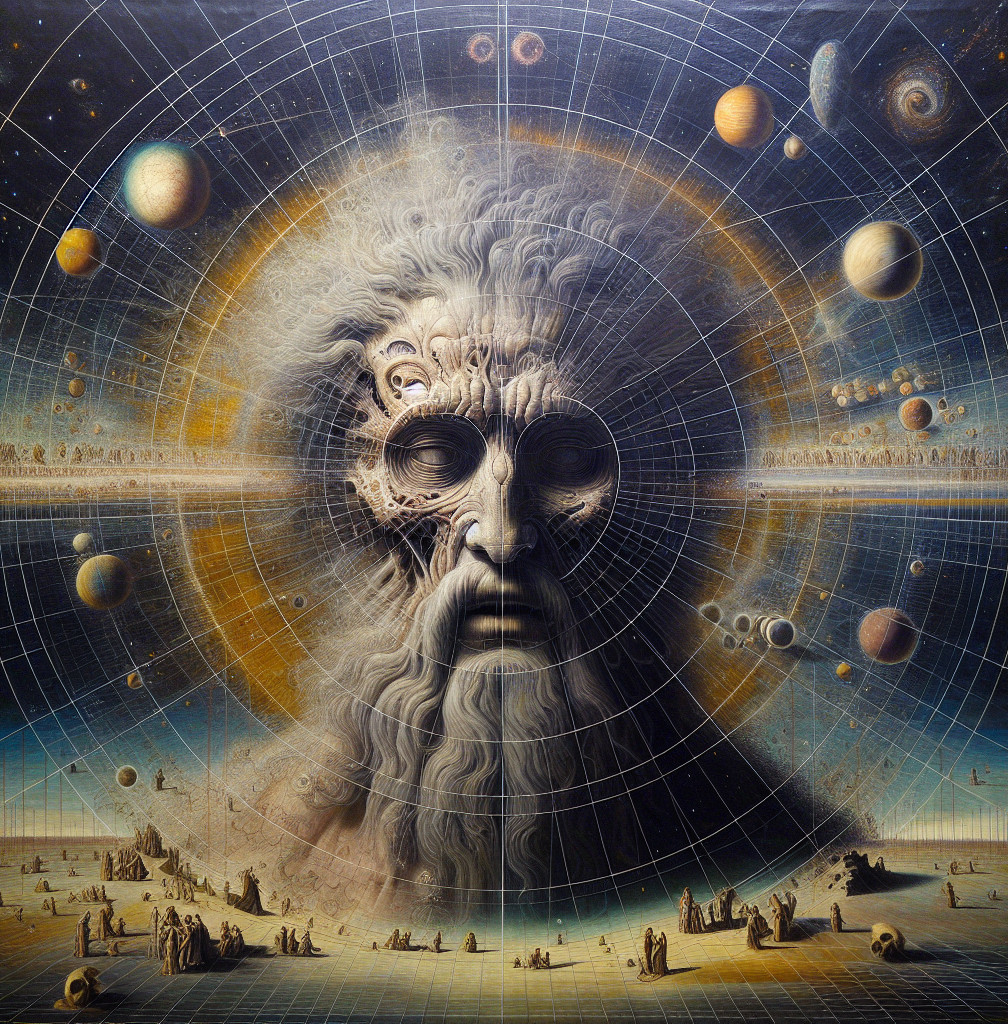 Colossal Mystical Face in Cosmic Landscape Art