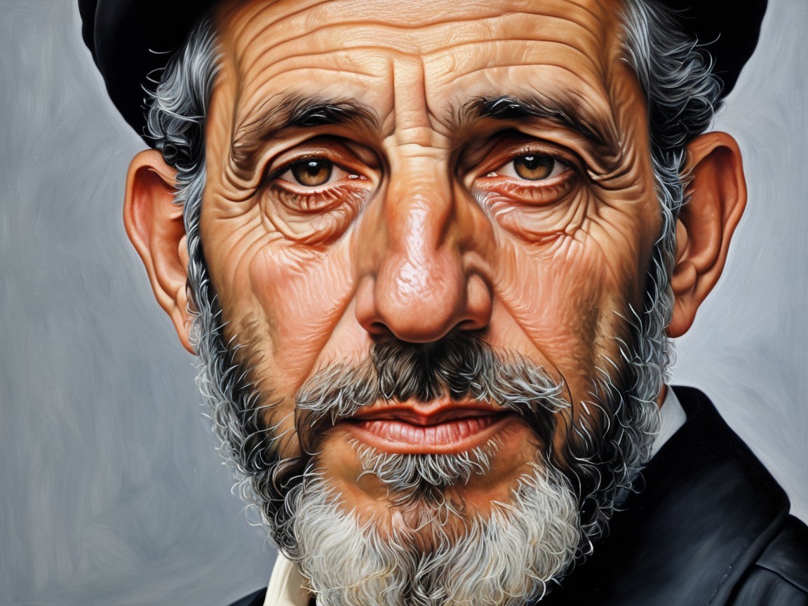 Detailed Portrait of an Elderly Man in Dark Suit