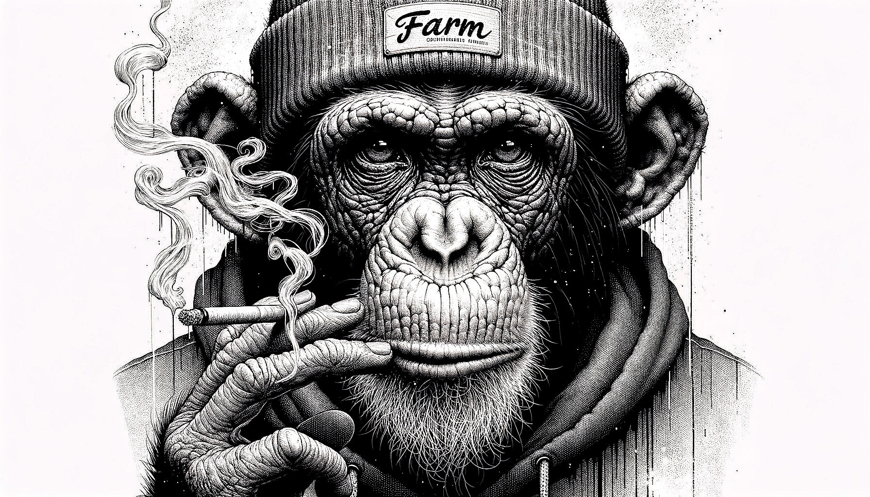 Stylized Realistic Monkey in Beanie and Hoodie