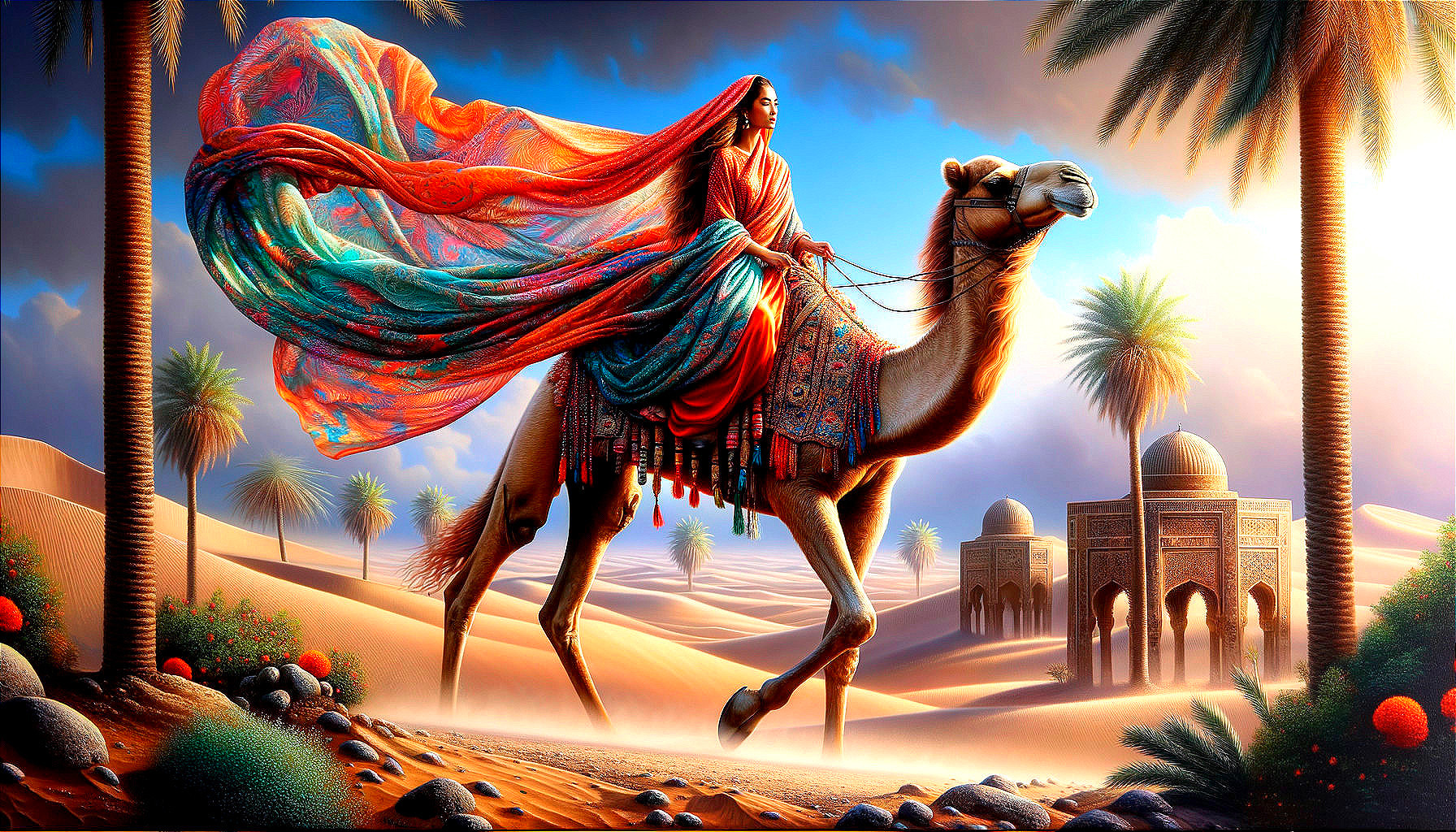 Desert Mirage: Silk Scarf Camel Ride