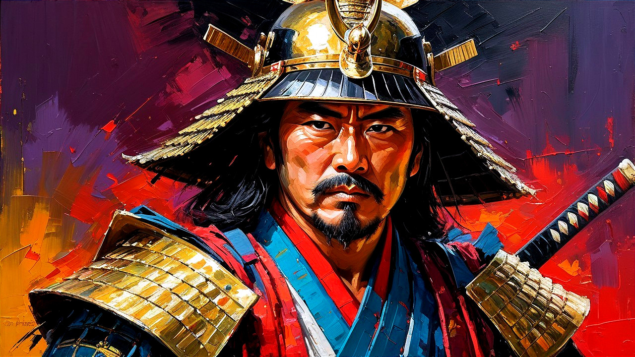 Samurai Warrior in Ornate Armor with Katana