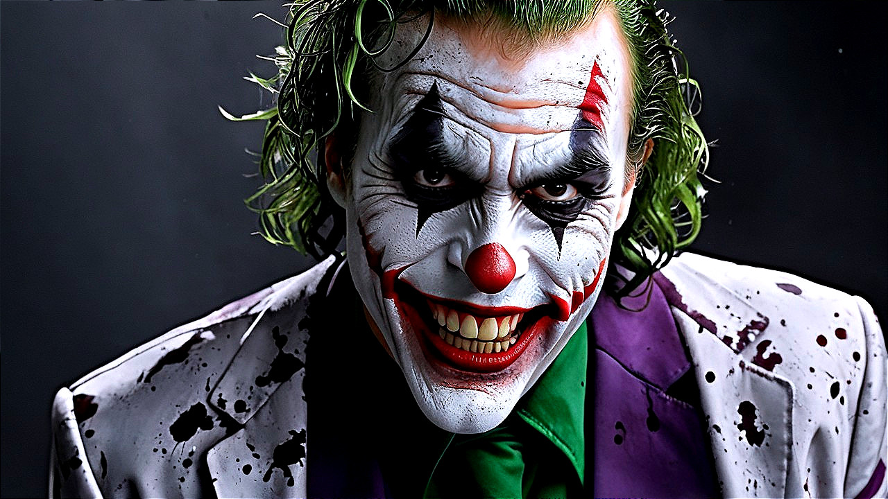 Sinister character with green hair and purple suit