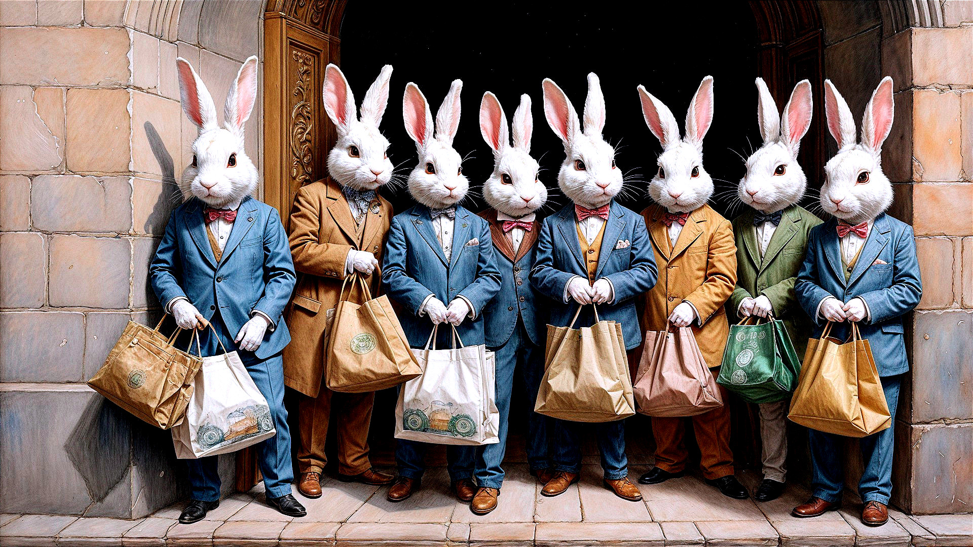 Stylish Rabbits in Tailored Suits at Grand Archway