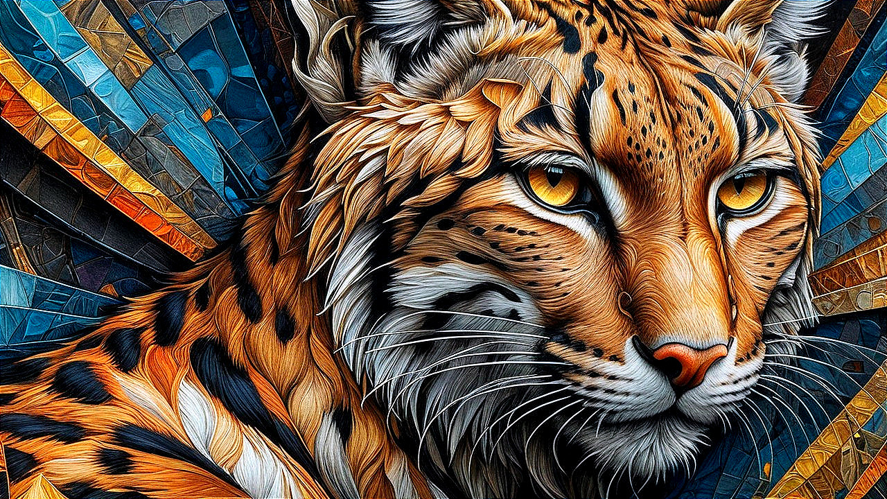 Close-Up of a Tiger's Face with Abstract Background