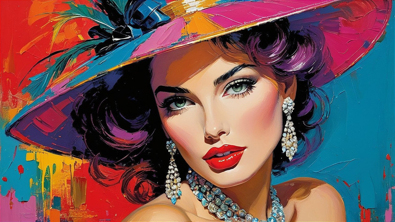 Vibrant Portrait of a Glamorous Woman in Bold Colors