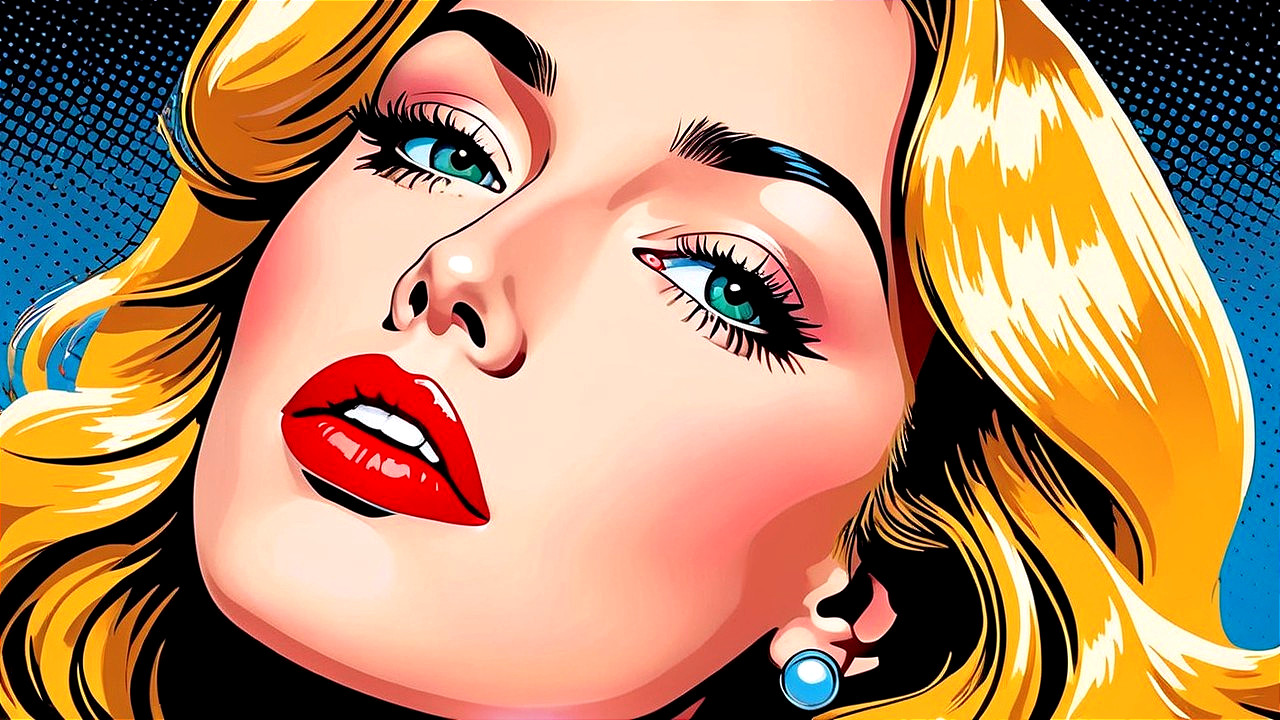 Stylized portrait of a woman with vibrant features