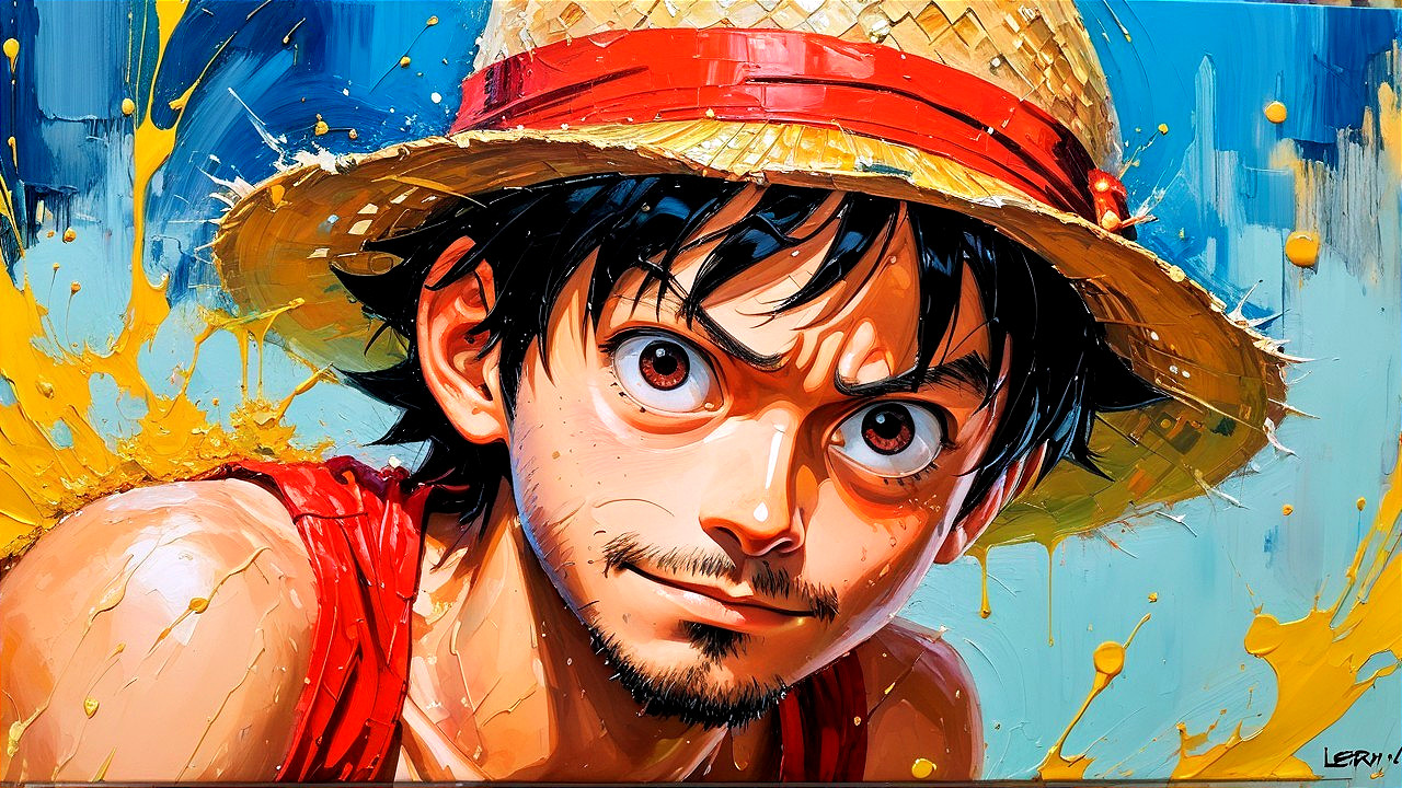 Dynamic Illustration of a Boy in Straw Hat and Tank Top
