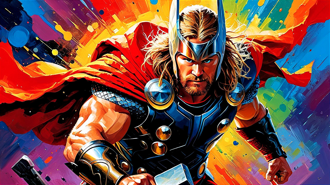 Superhero with Blonde Hair and Red Cape in Action