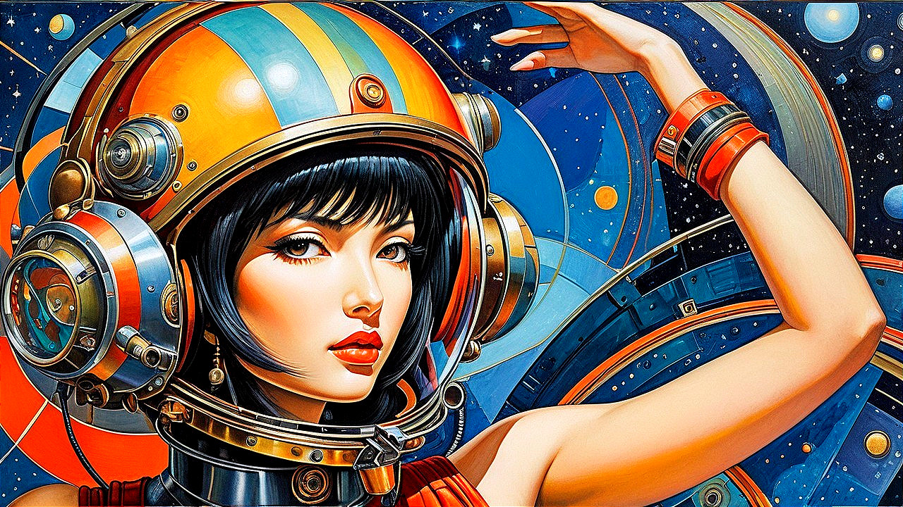 Futuristic Illustration of Confident Woman in Space