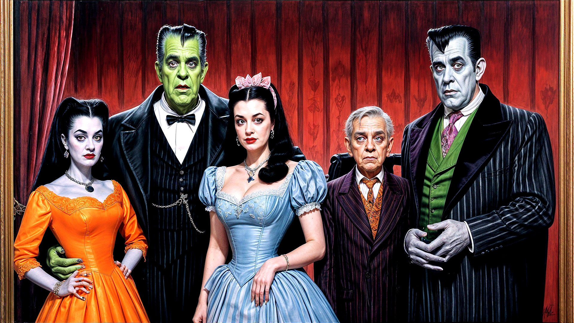 Whimsical Classic Horror Characters in Colorful Attire