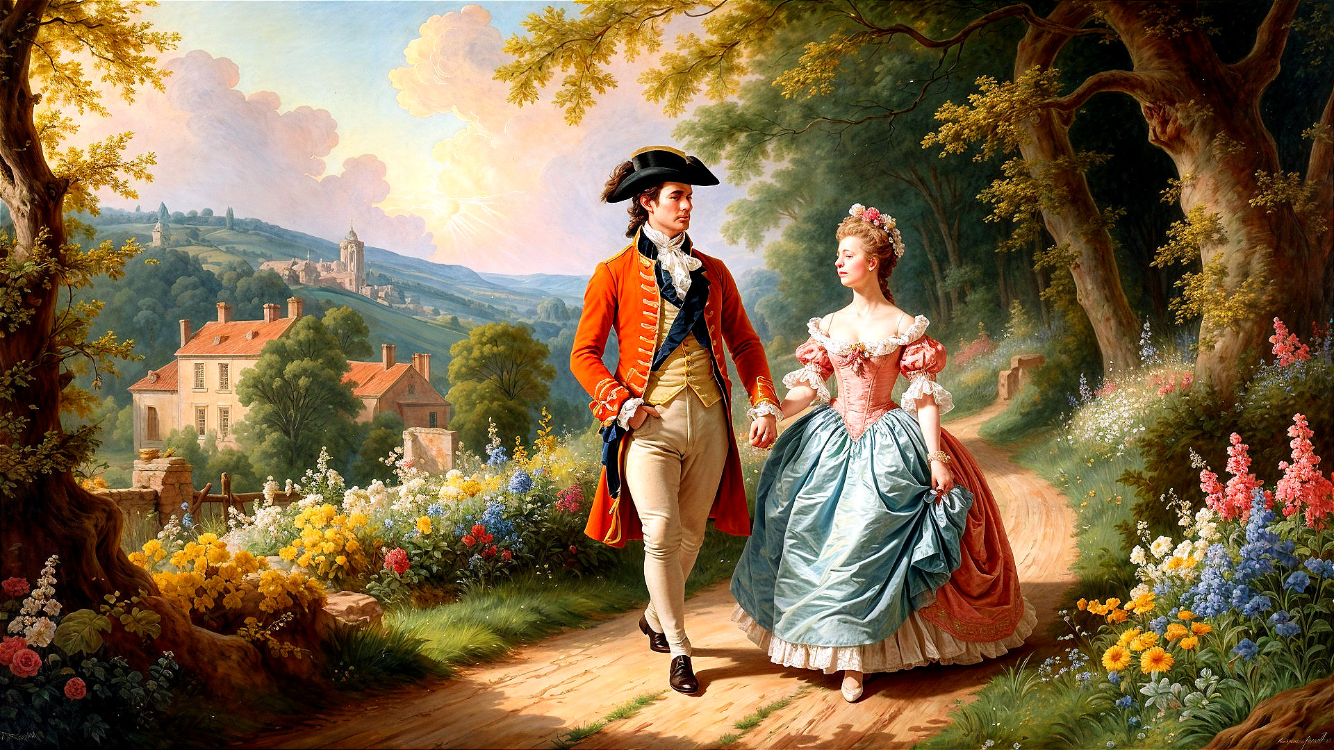 Romantic Stroll in a Picturesque Landscape