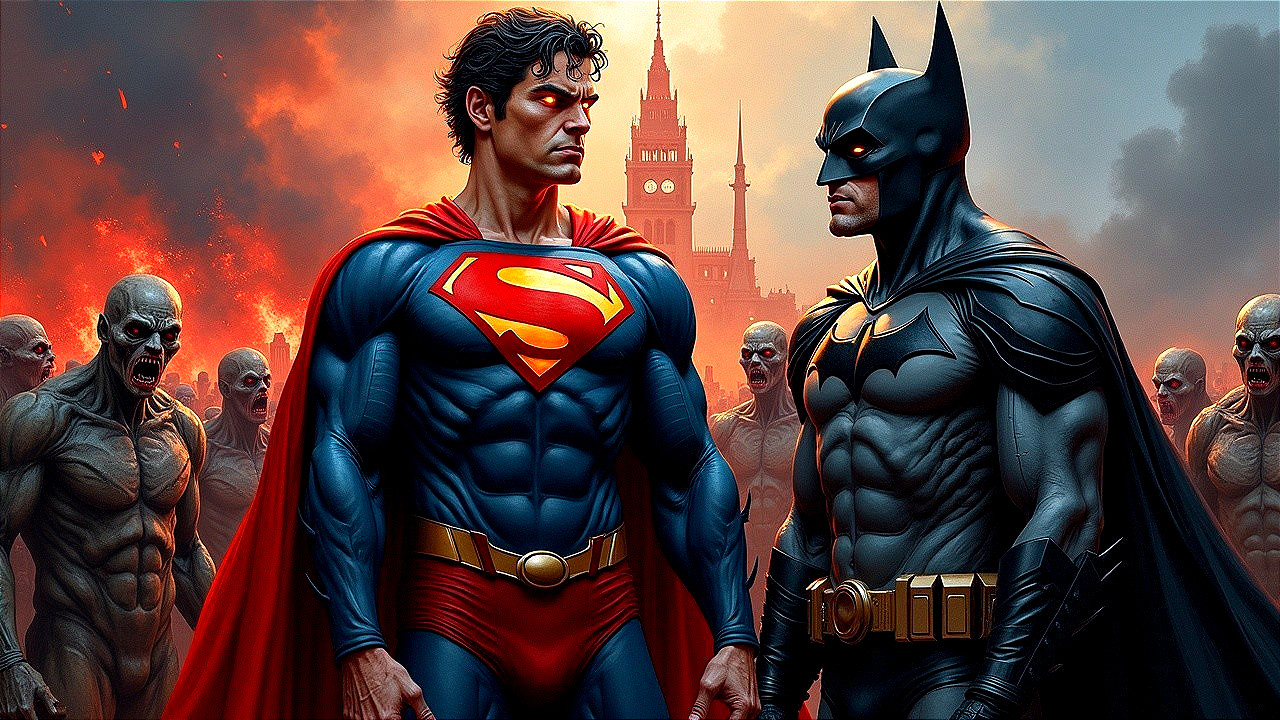 Superman and Batman Prepare for Battle Against Zombies