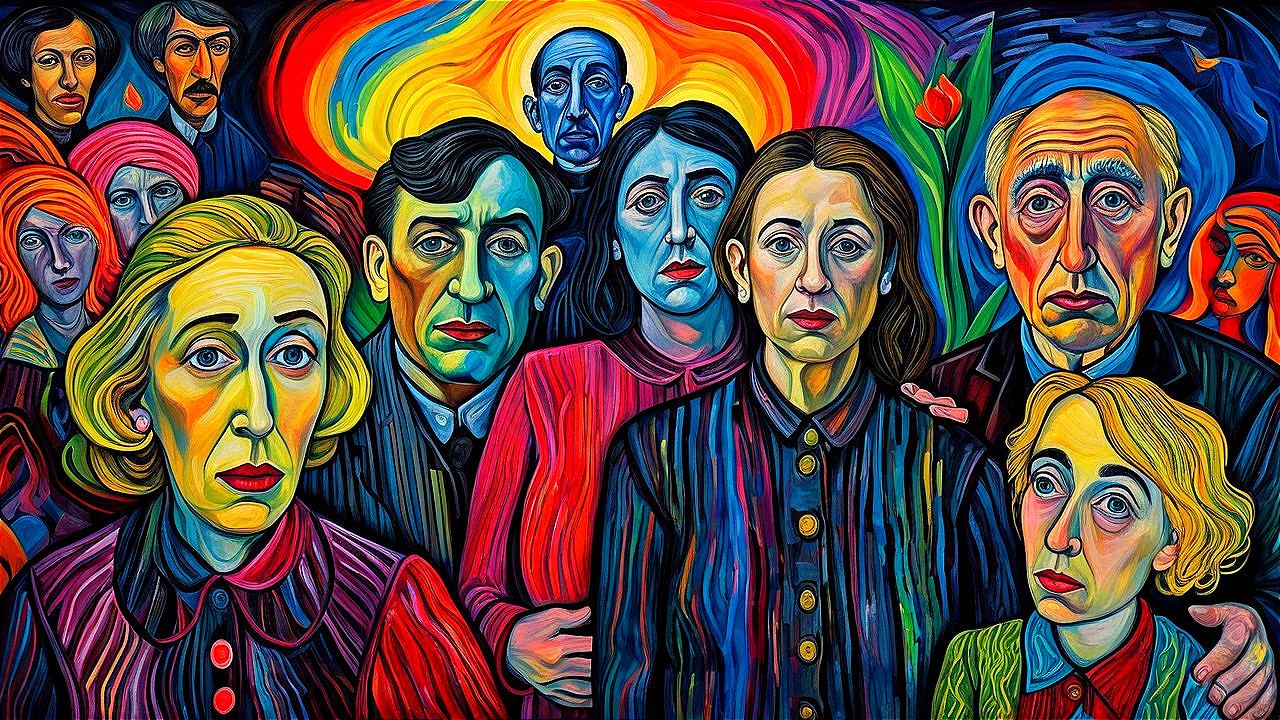 Vibrant Portrait of Diverse Individuals with Emotions