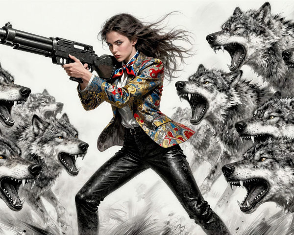 Comic Book Style Illustration of Strong Female Figure