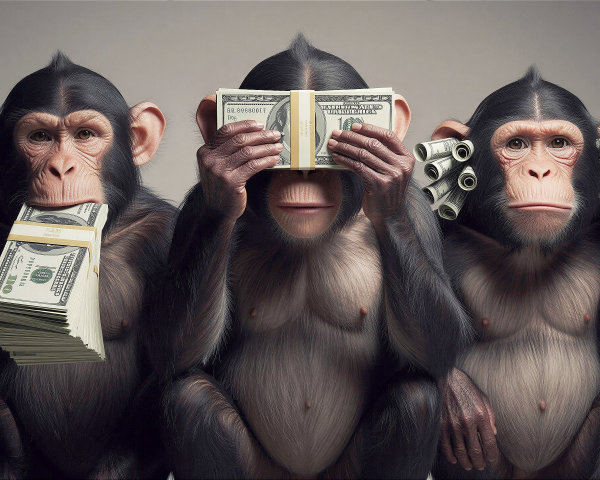 Chimpanzees Representing "Hear No Evil, See No Evil