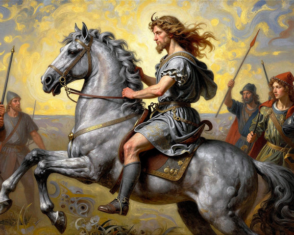 Detailed Oil Painting of an Army on Horseback