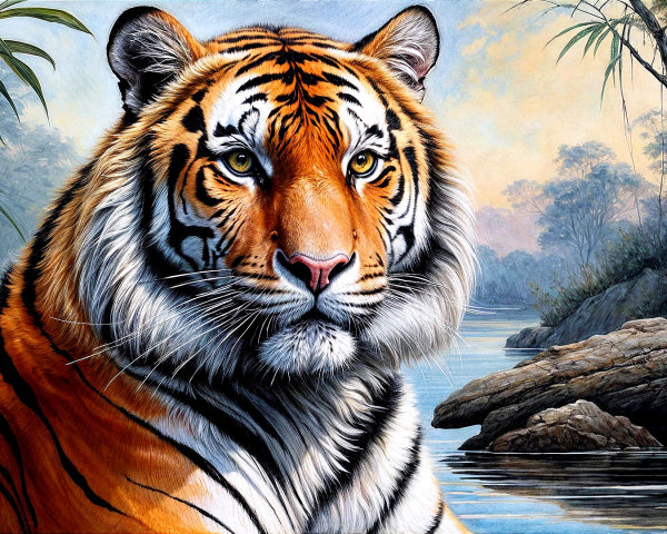 Majestic Tiger in Serene Natural Habitat