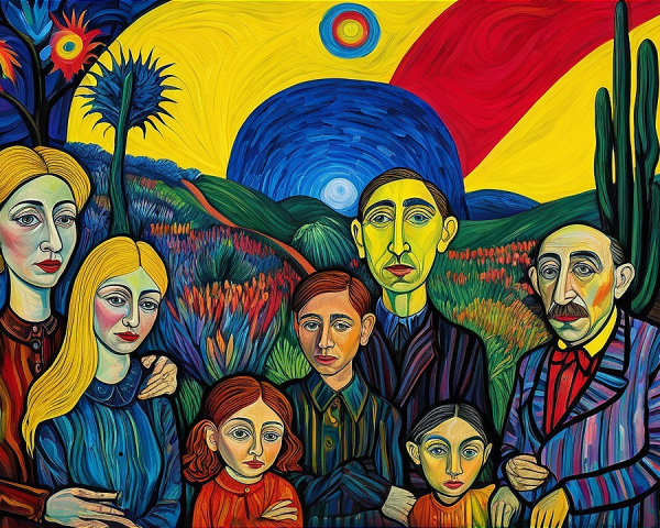 Colorful Family Portrait in a Bold Landscape Setting