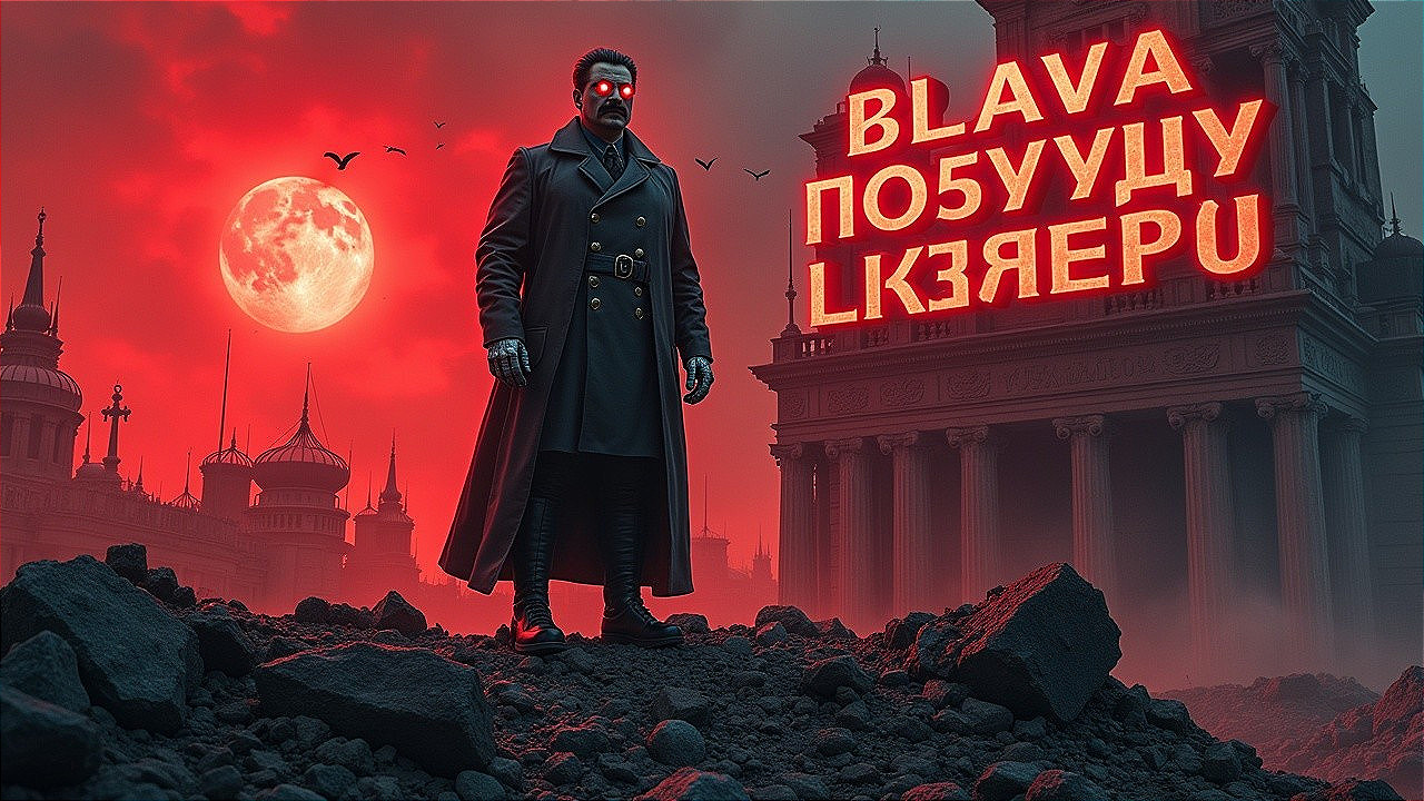 Mysterious Figure Against Dramatic Crimson Sky