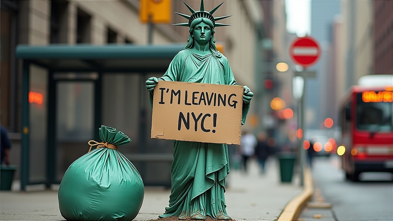 Statue of Liberty Replica in Humorous NYC Scene