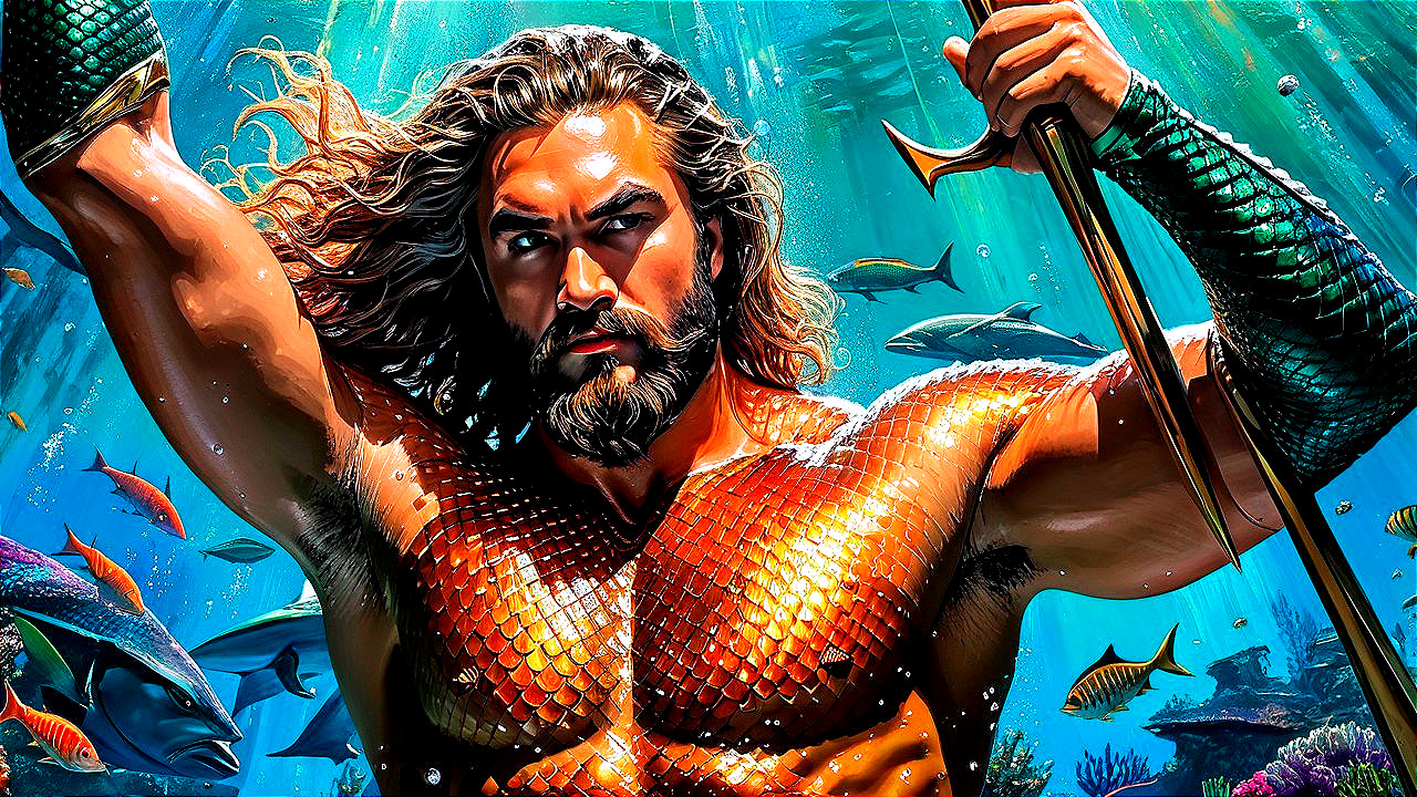 Underwater Scene with Hero and Vibrant Marine Life