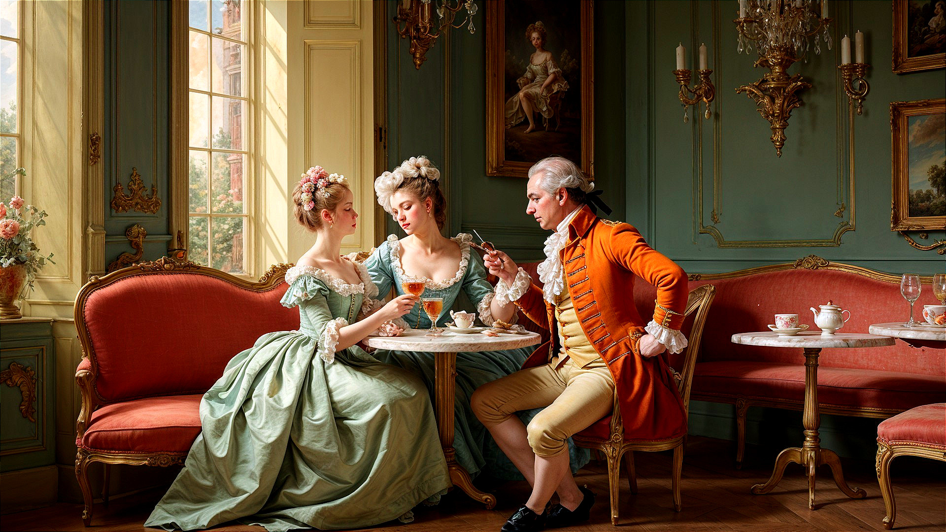 18th-Century Gathering in a Decorated Room