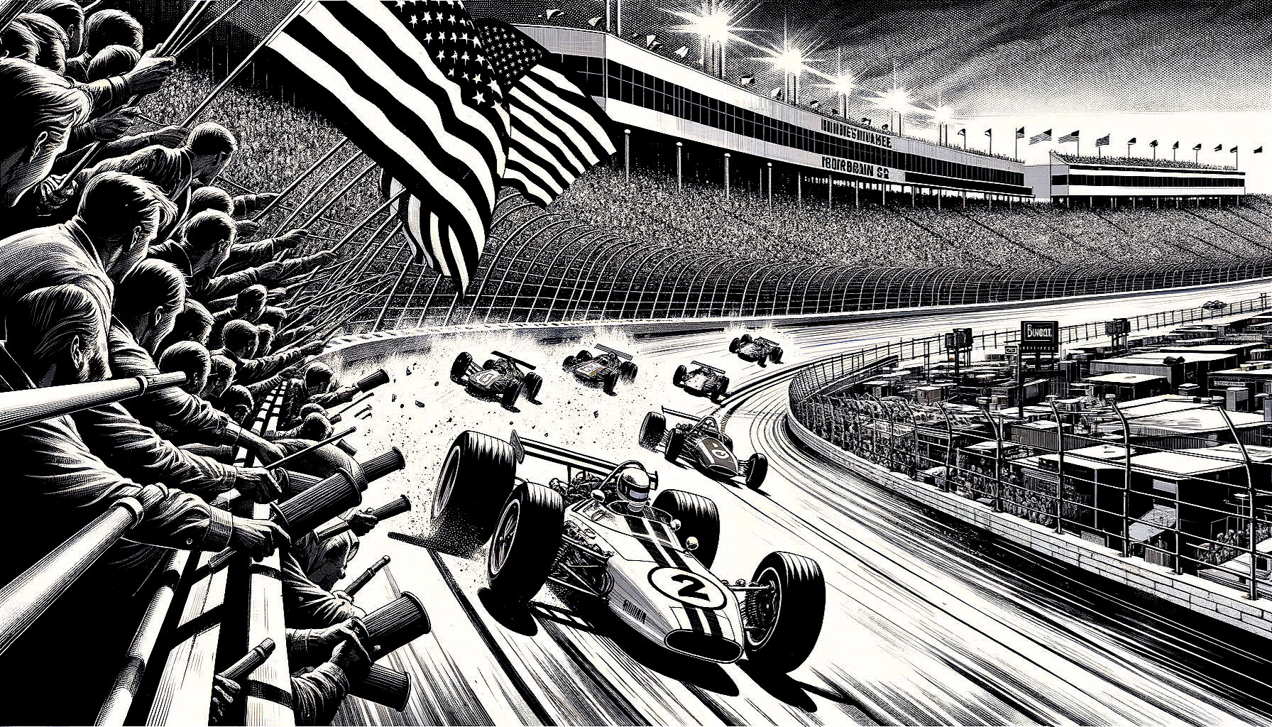 Intense Racing Scene at a Grand Speedway Event