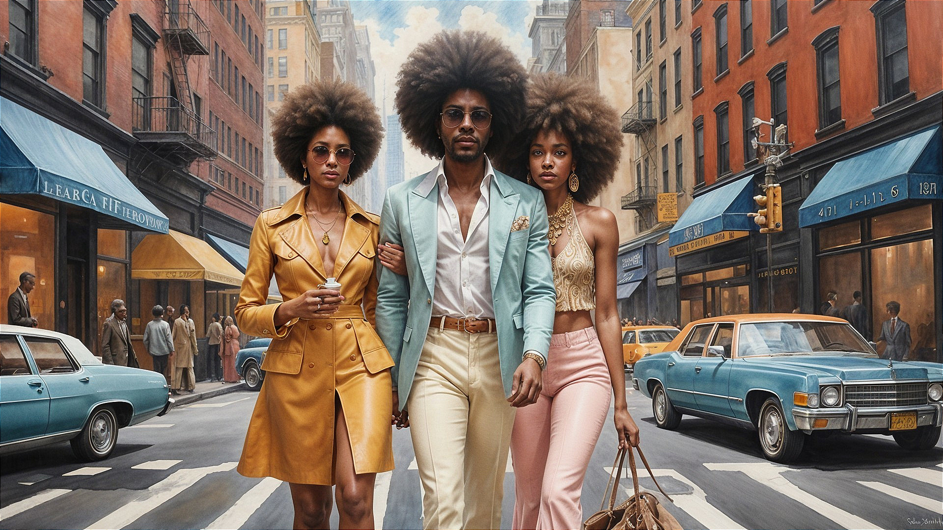 Stylish Individuals in a Vibrant Urban Scene