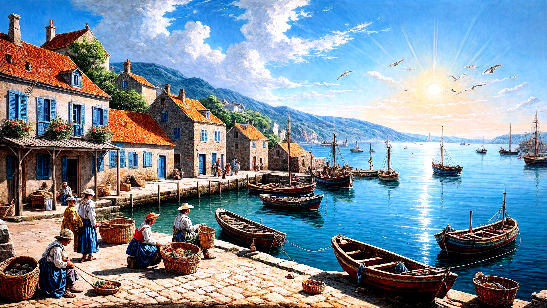 Picturesque Coastal Village with Vibrant Stone Houses