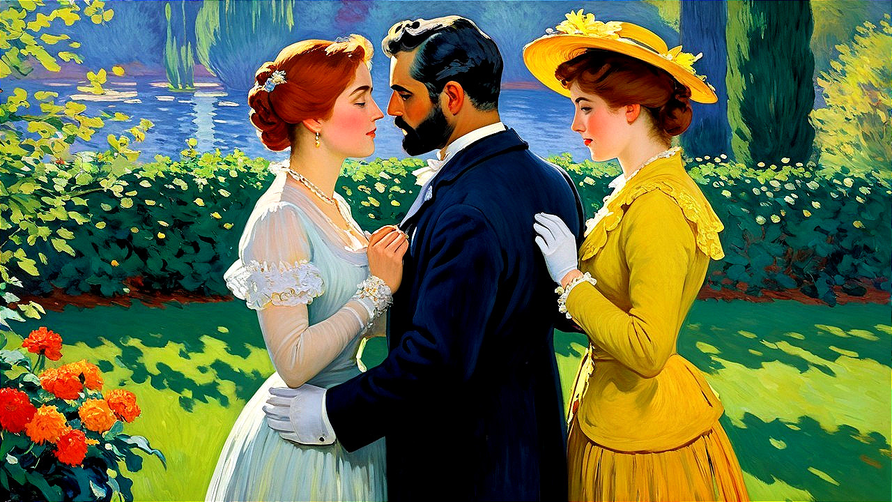Love Triangle in a Vibrant Garden Setting