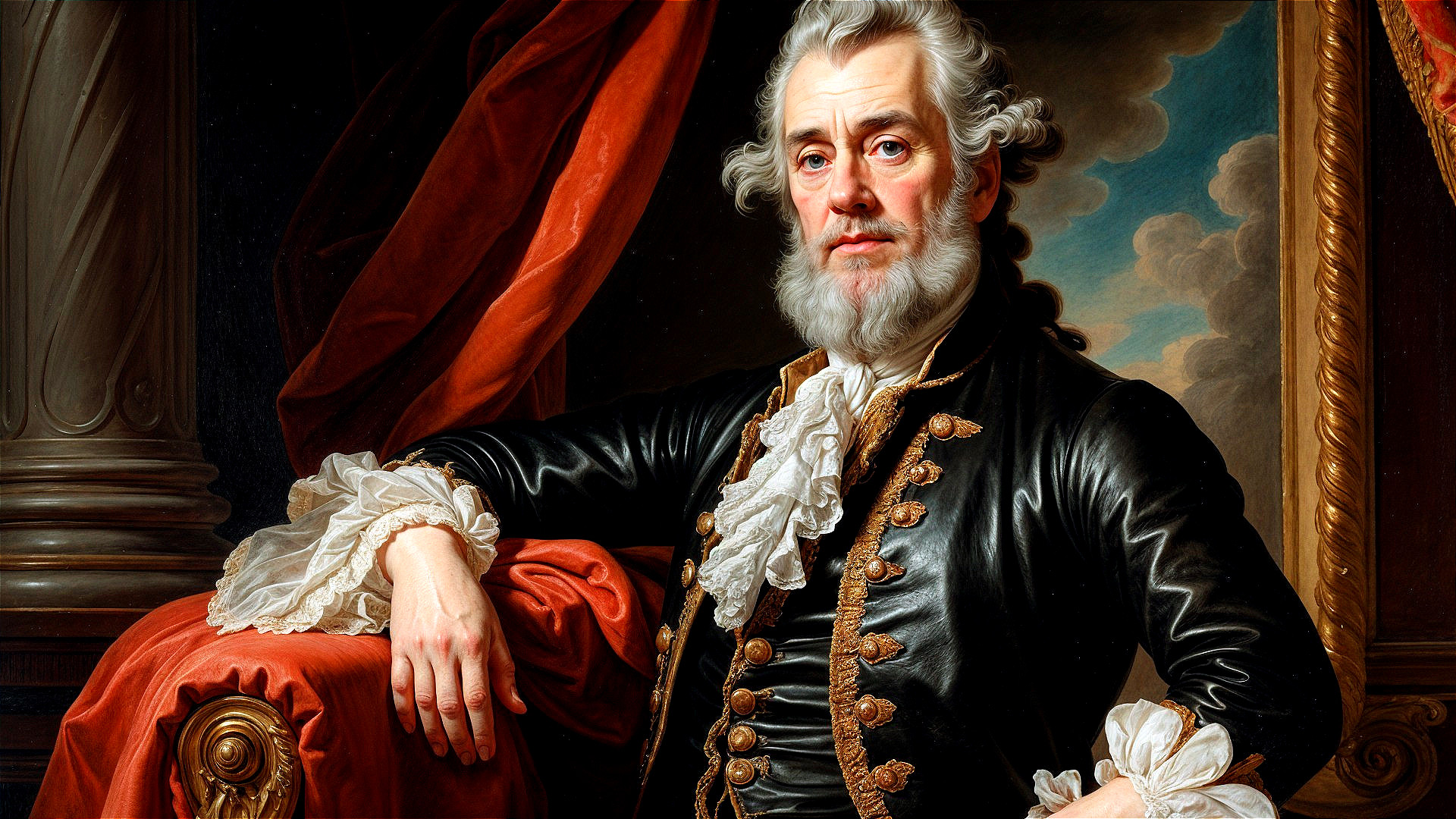 Regal Portrait of a Dignified Figure in Black Coat