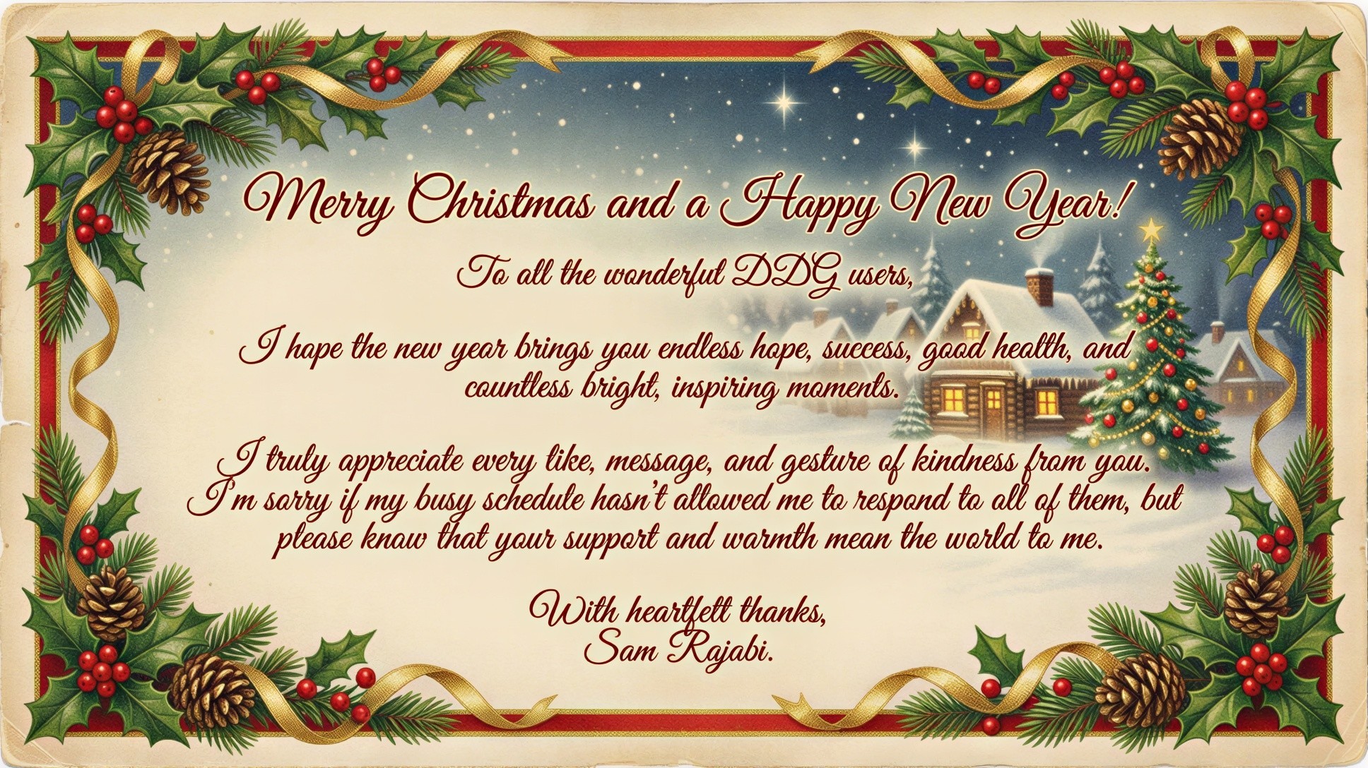 Vintage Christmas and New Year Greeting Card Design