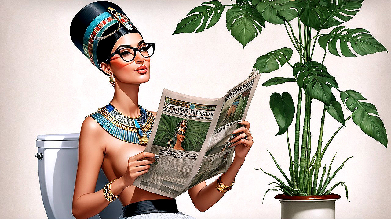 Modern Interpretation of an Egyptian Queen on Toilet