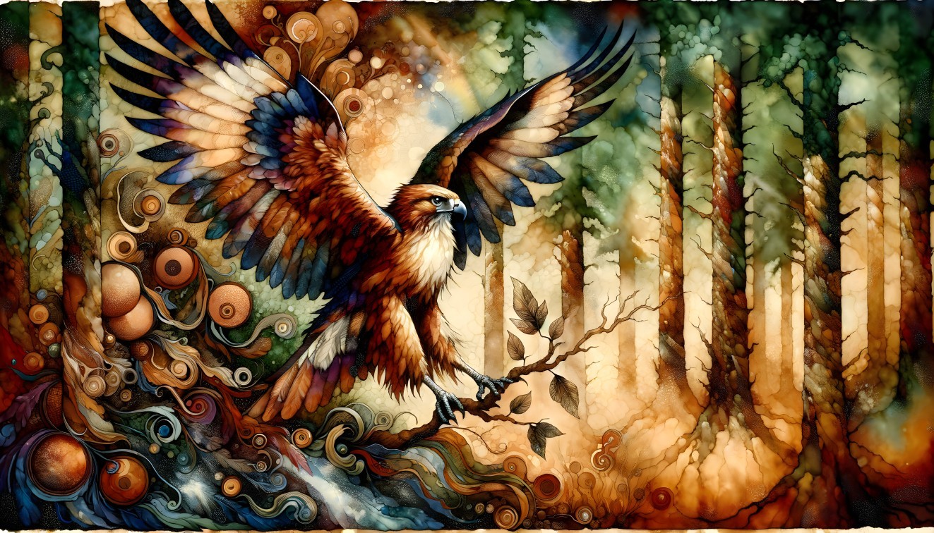 Wild Spirit: Majestic Hawk in Mystical Forest