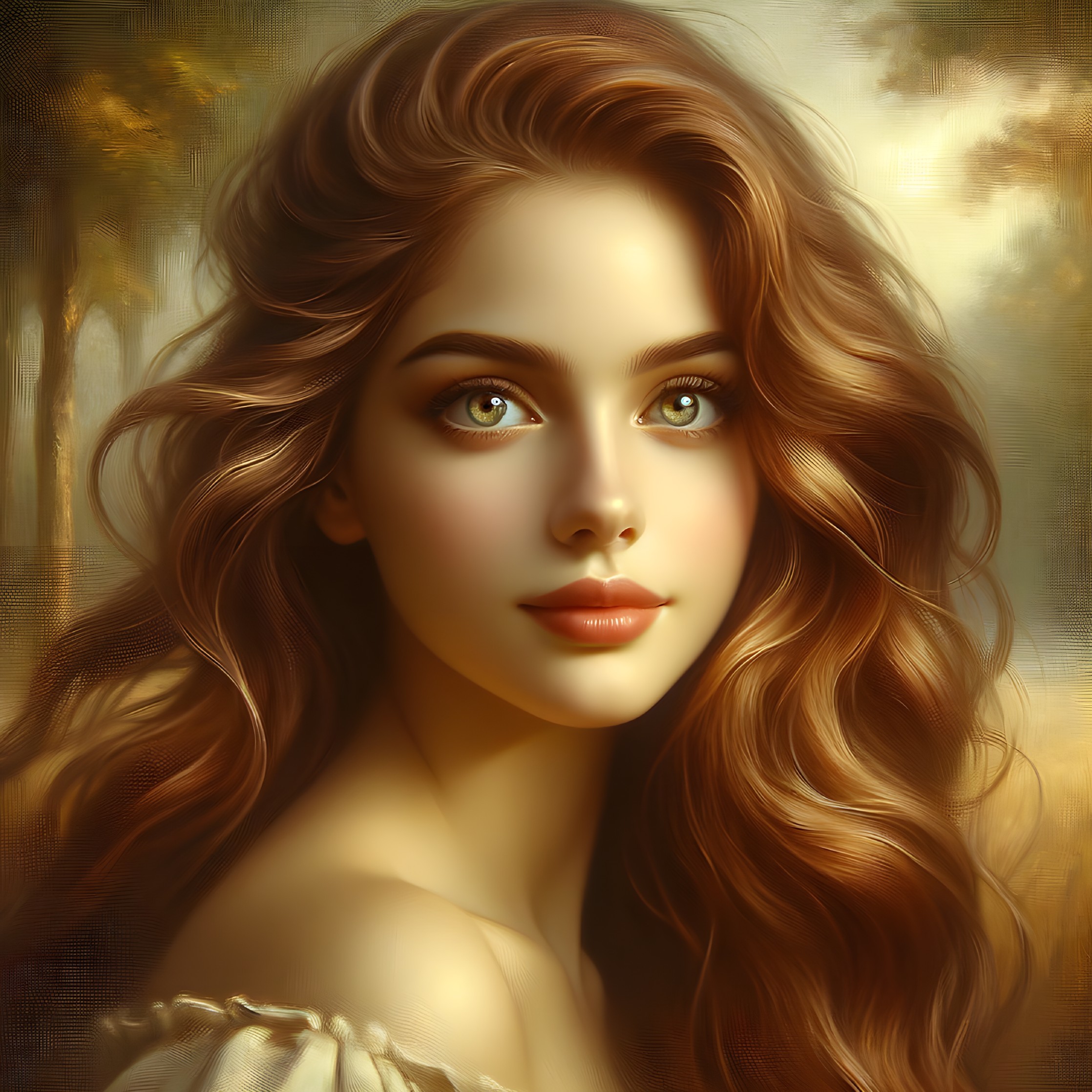 Portrait of a Young Woman in a Serene Landscape