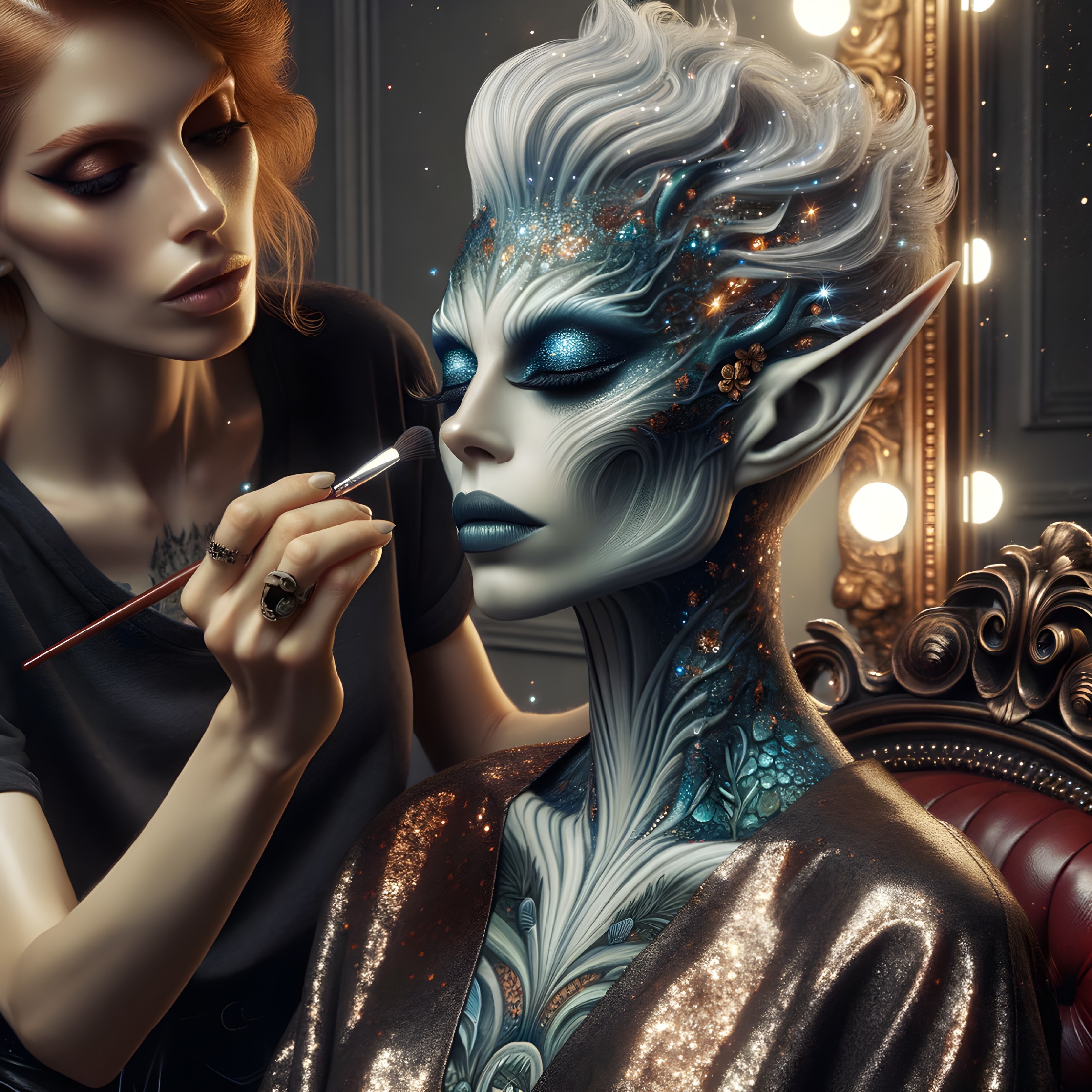 Surreal Portrait of an Ethereal Figure in Vintage Chair