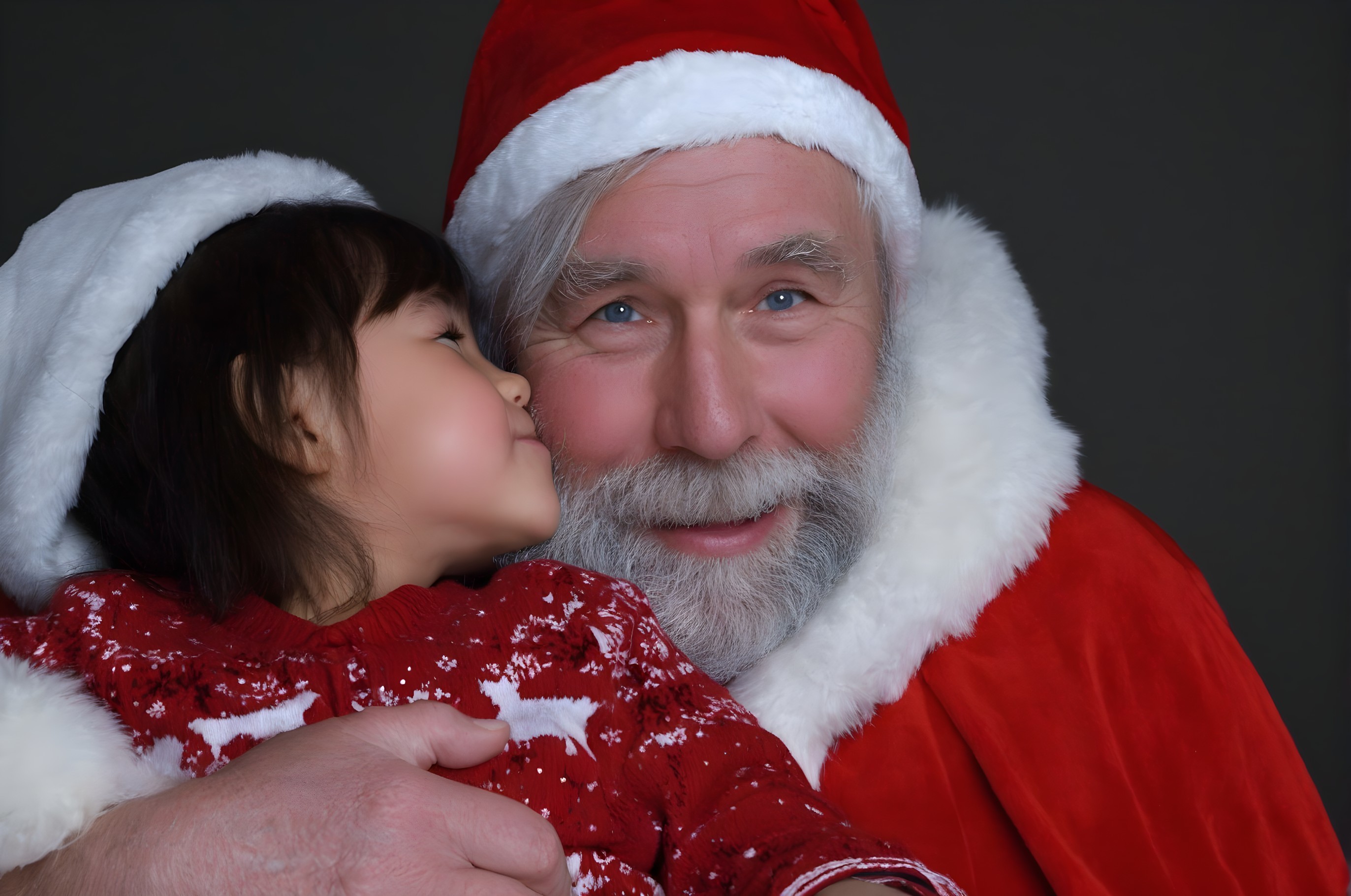 Joyful Santa and Girl Celebrate Holiday Spirit