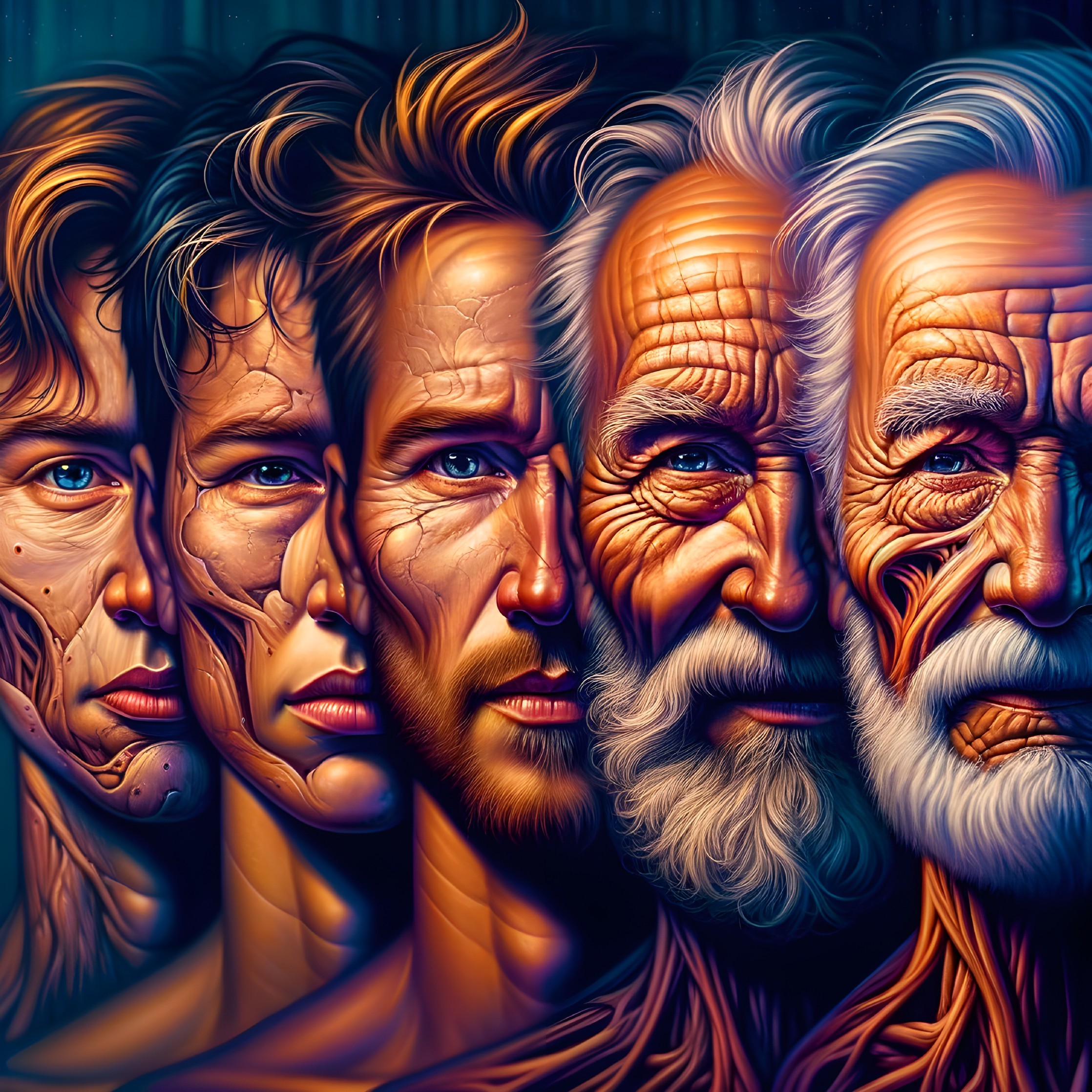 Surreal Depiction of Human Faces Through Aging Process