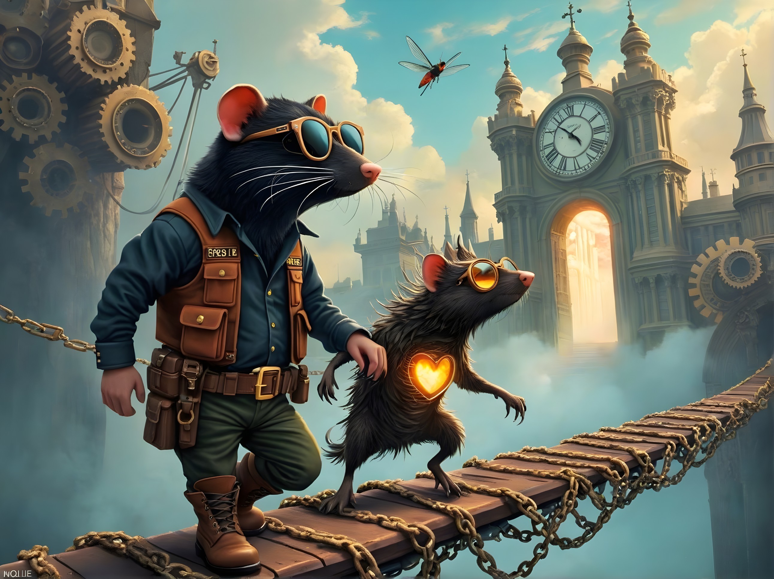 Stylish Rats in Steampunk Landscape Adventure