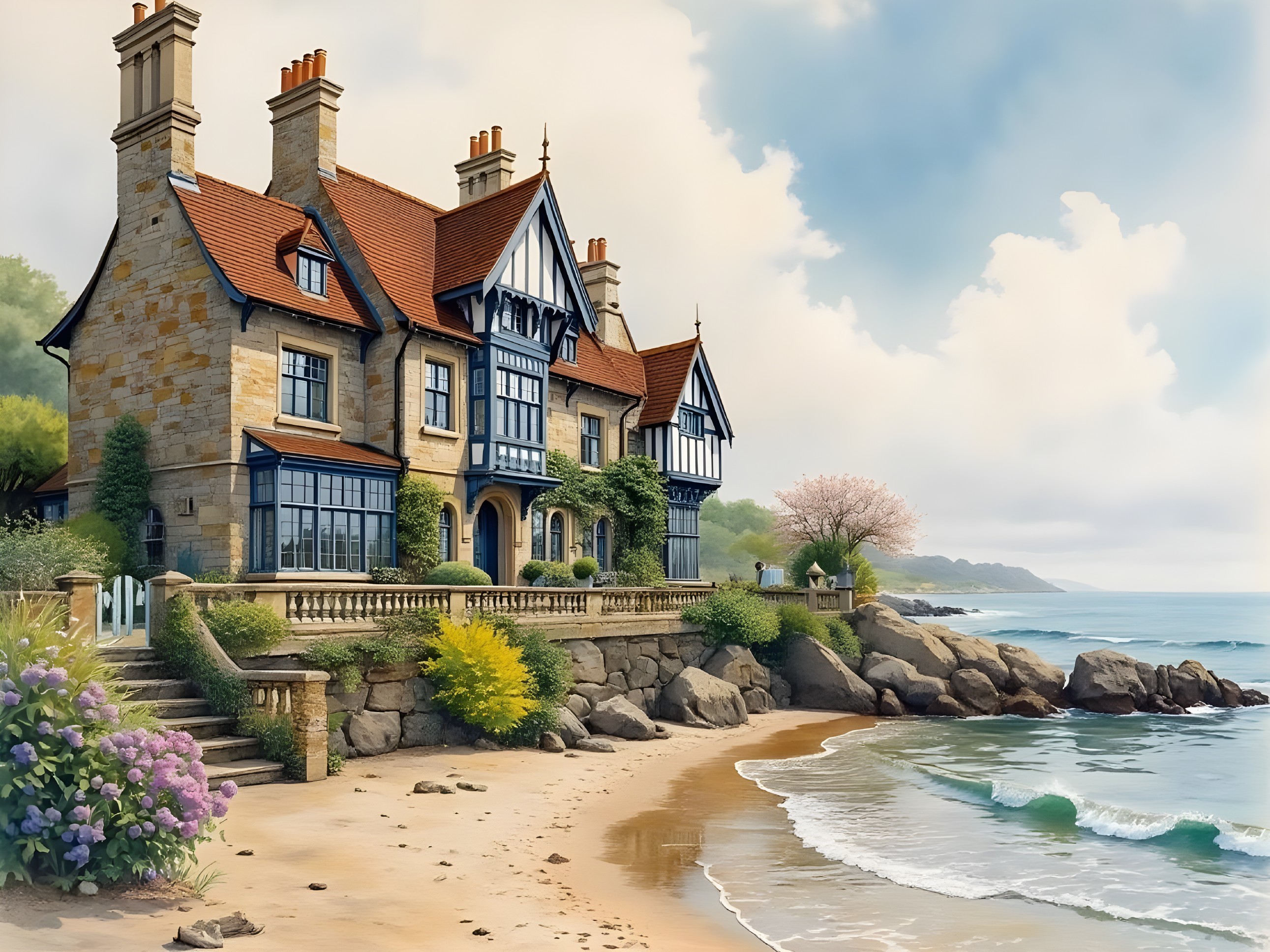 Elegant Seaside Mansion with Natural Surroundings