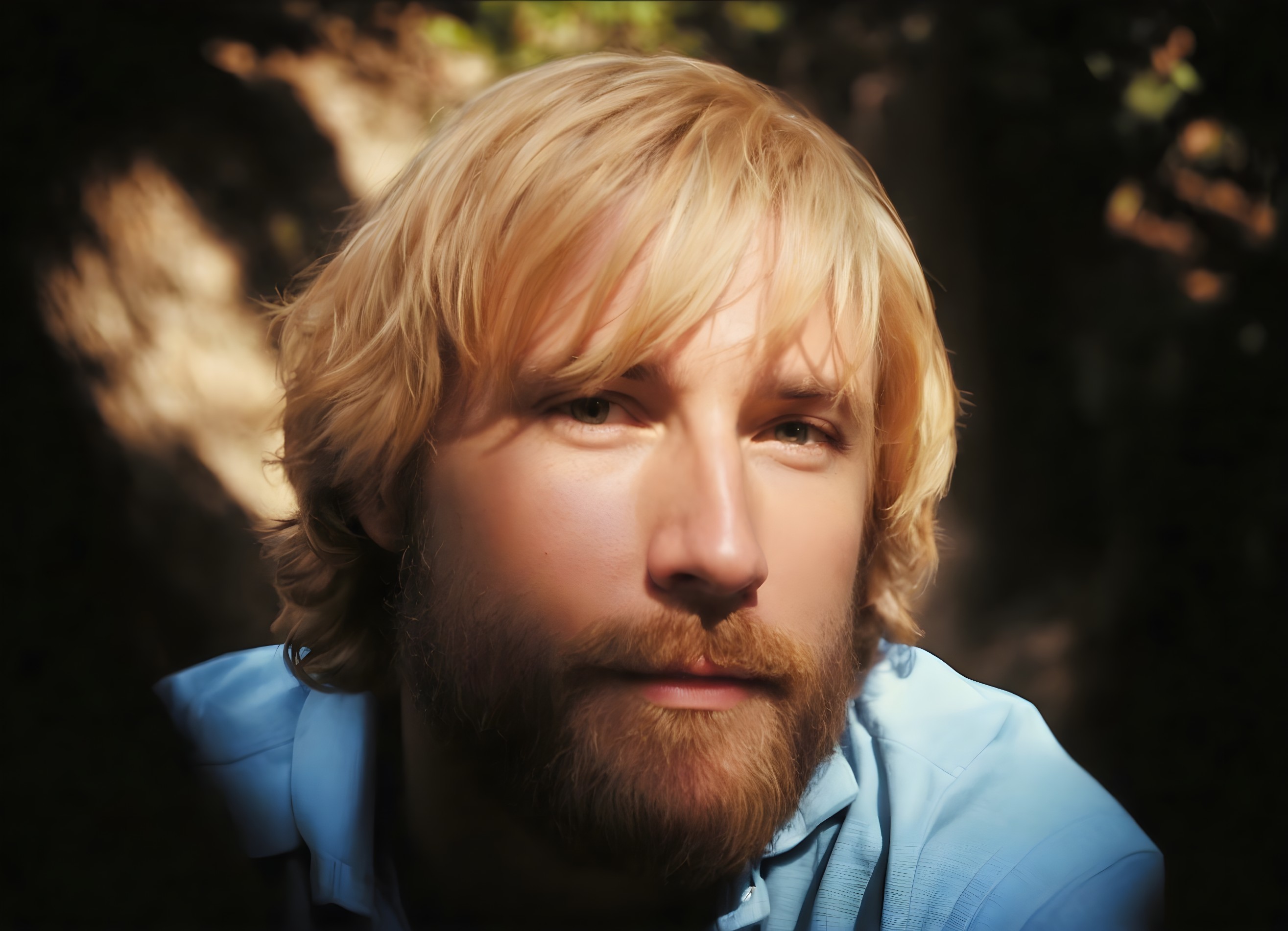 Close-Up Portrait of a Thoughtful Man with Beard