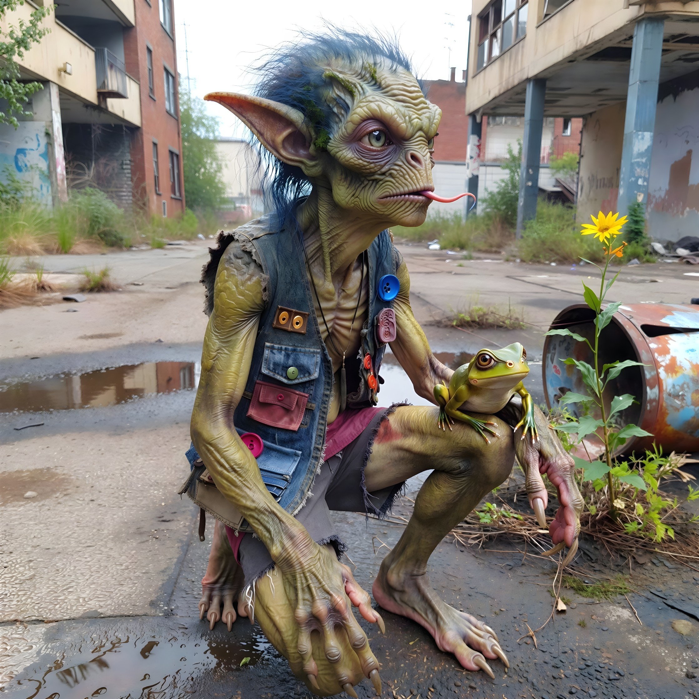 Creepy Goblin Creature in Abandoned Industrial Area