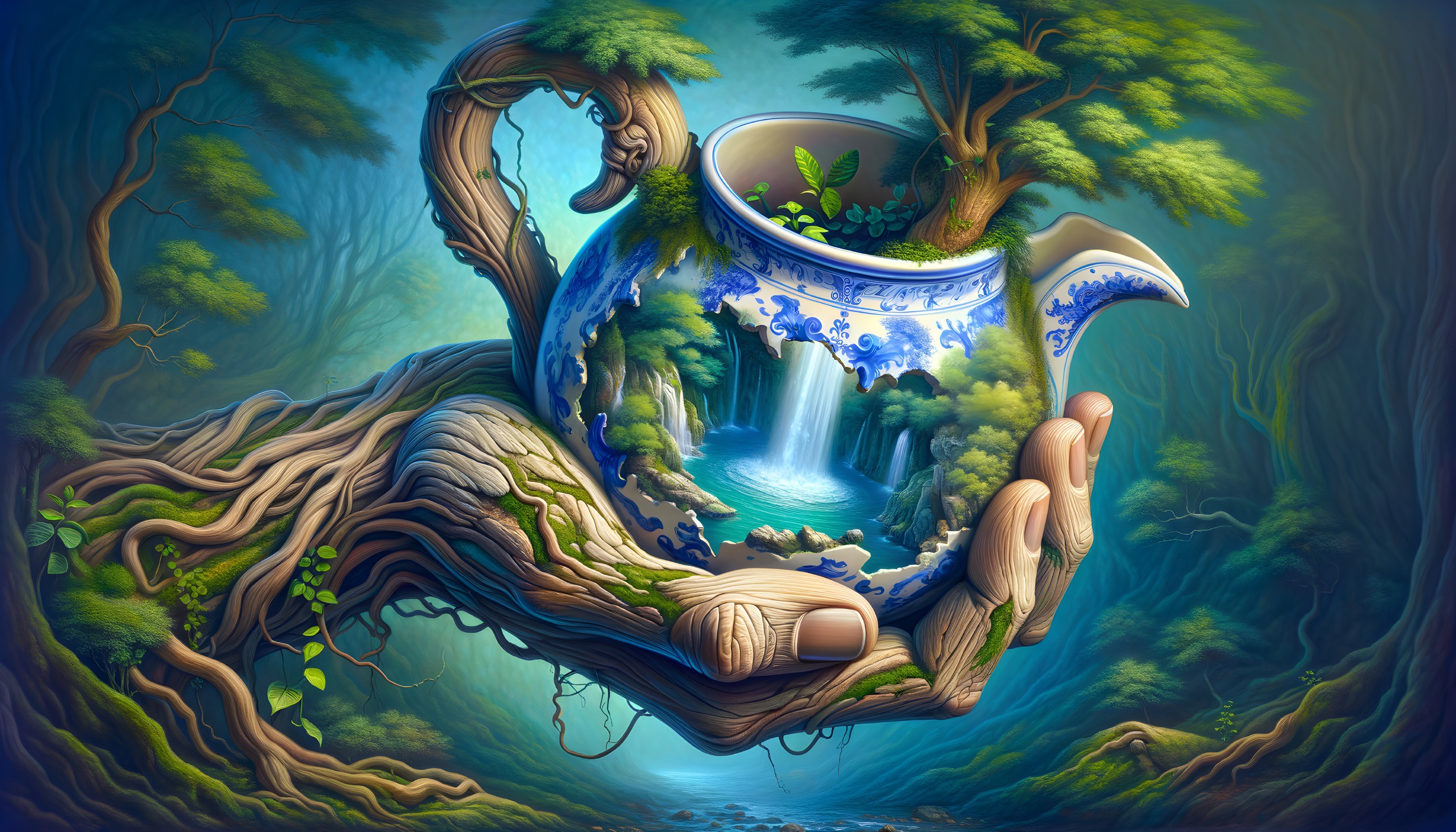 Enchanted Teapot in Mystical Forest