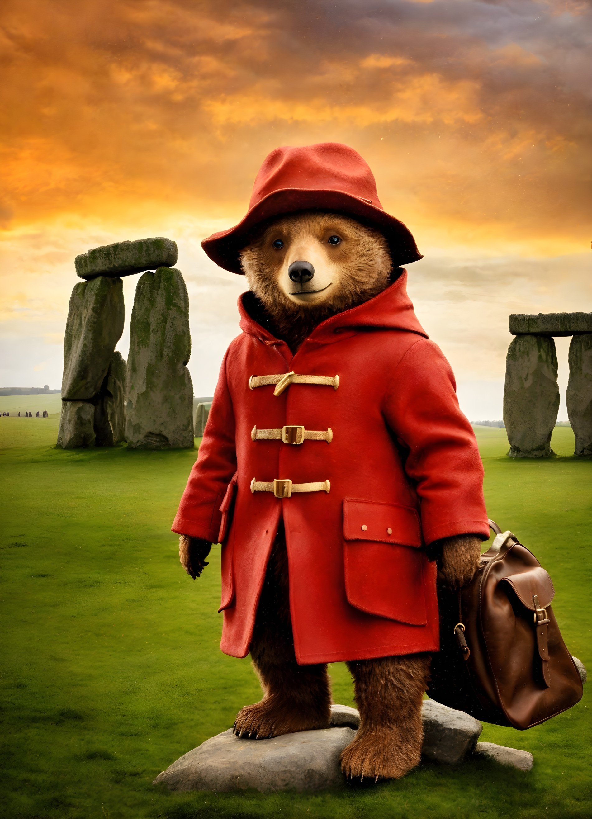 Paddington Bear auf Tour, in Stonehenge