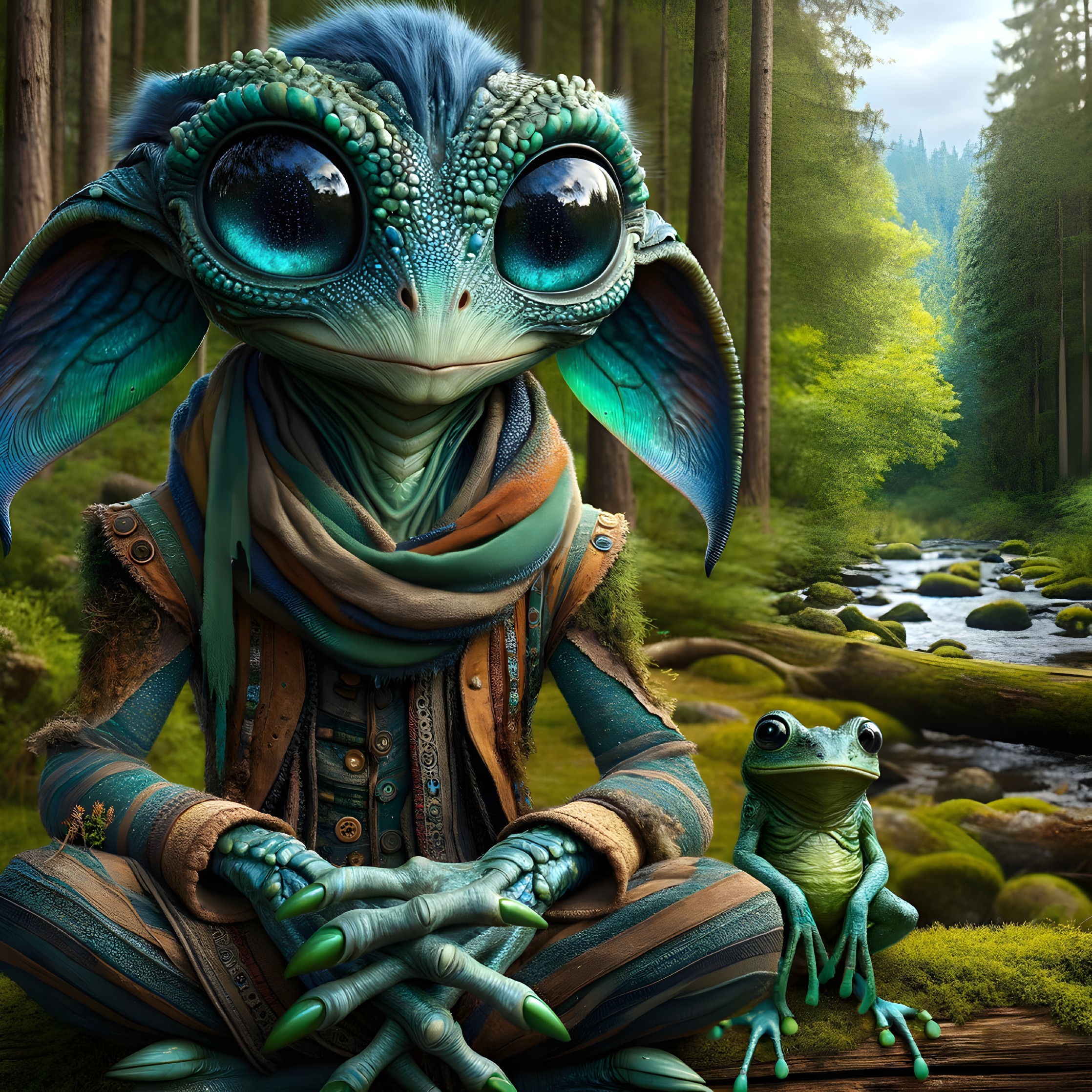 Whimsical Creature in a Lush Forest Setting