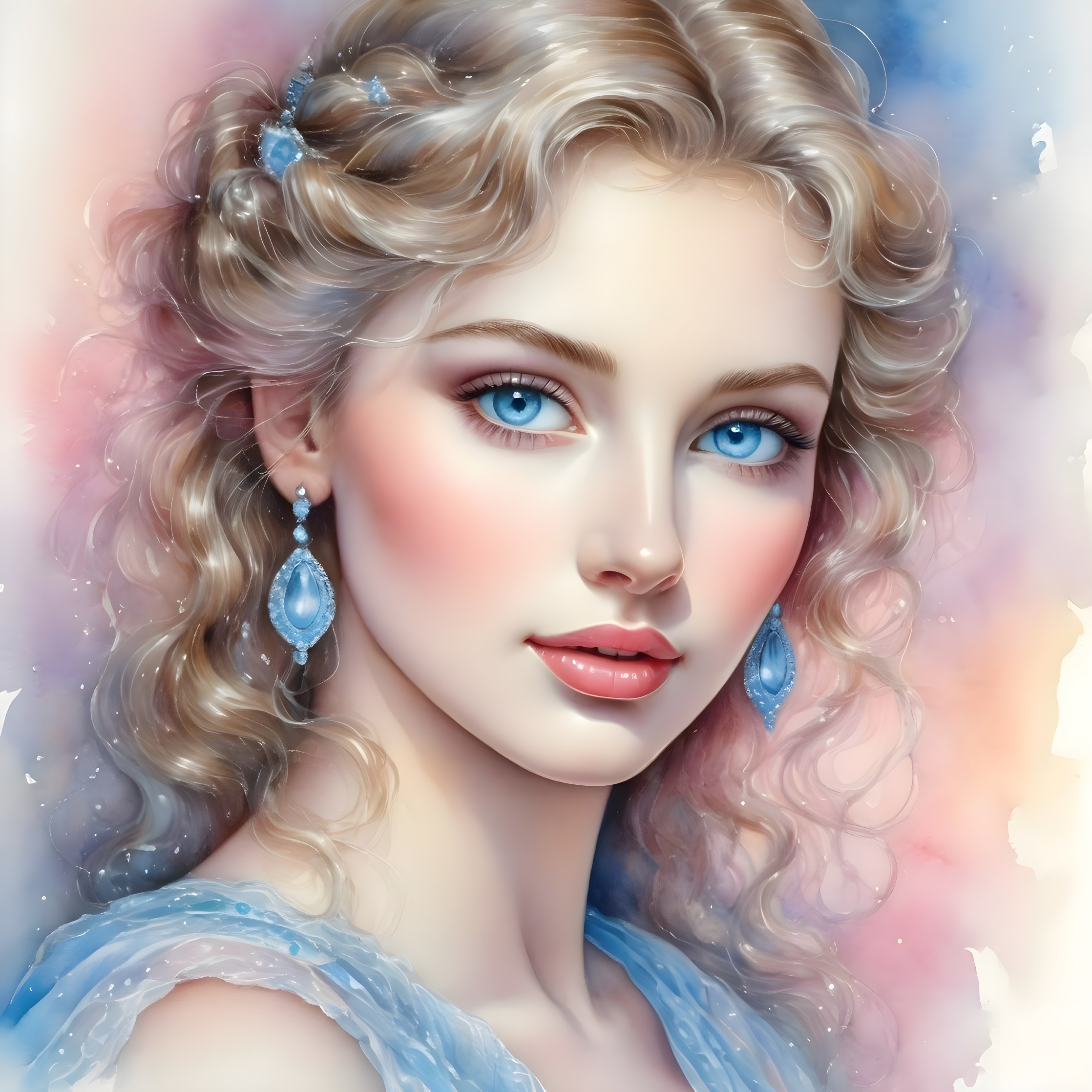 Blue-Eyed Beauty in Pastel