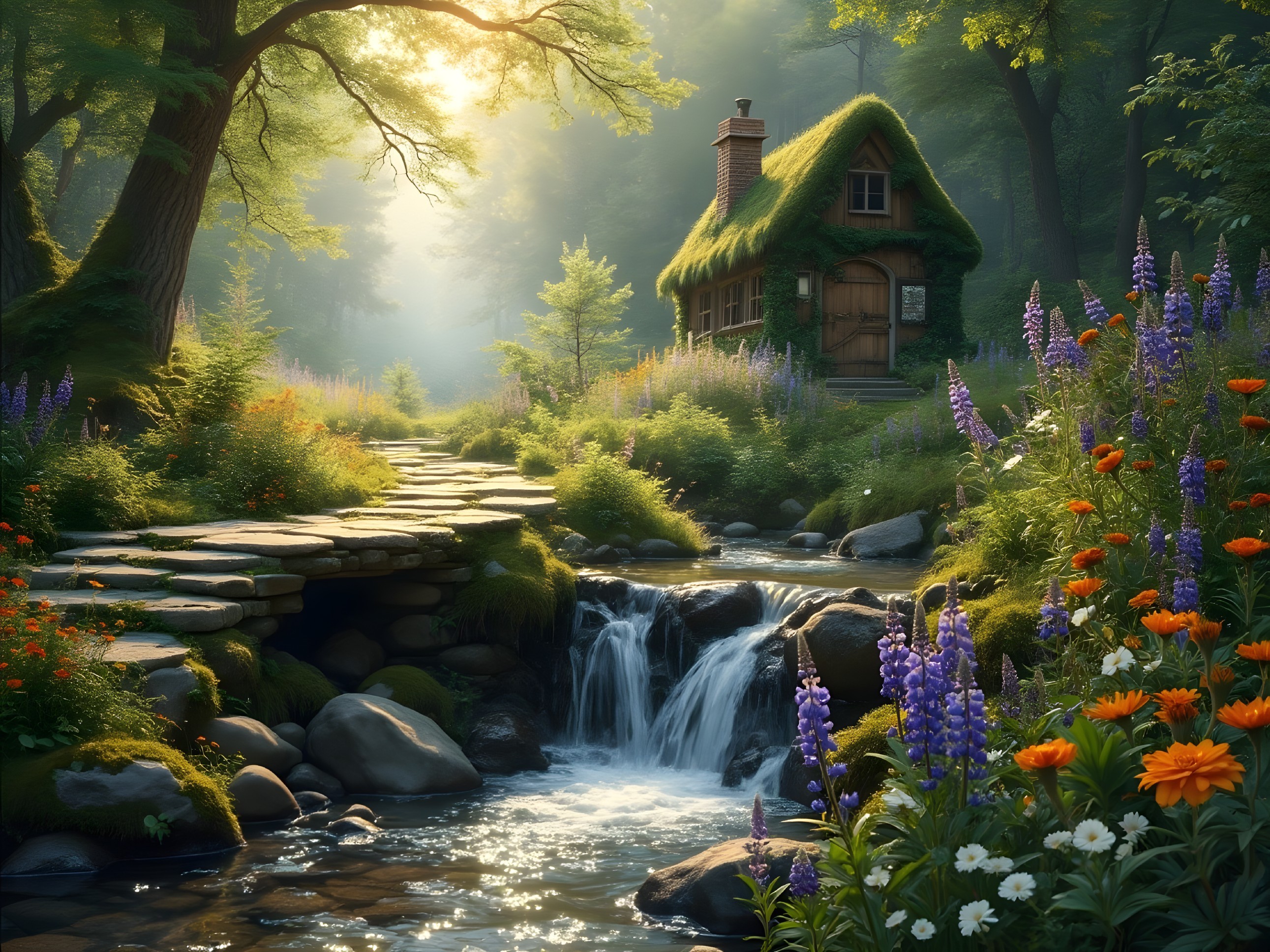 Charming Thatched Cottage Surrounded by Nature's Beauty