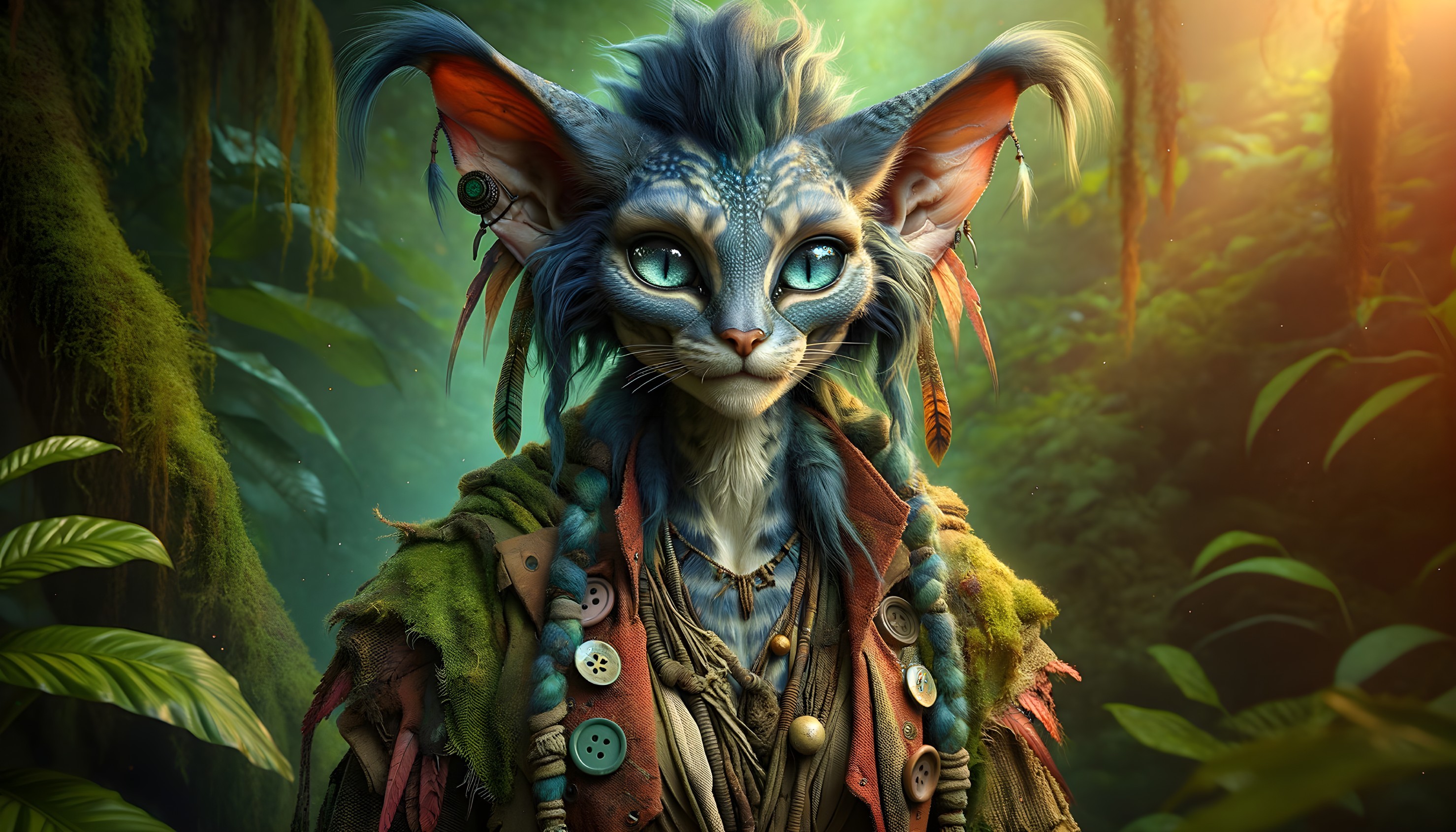 Whimsical Creature in a Vibrant Jungle Setting